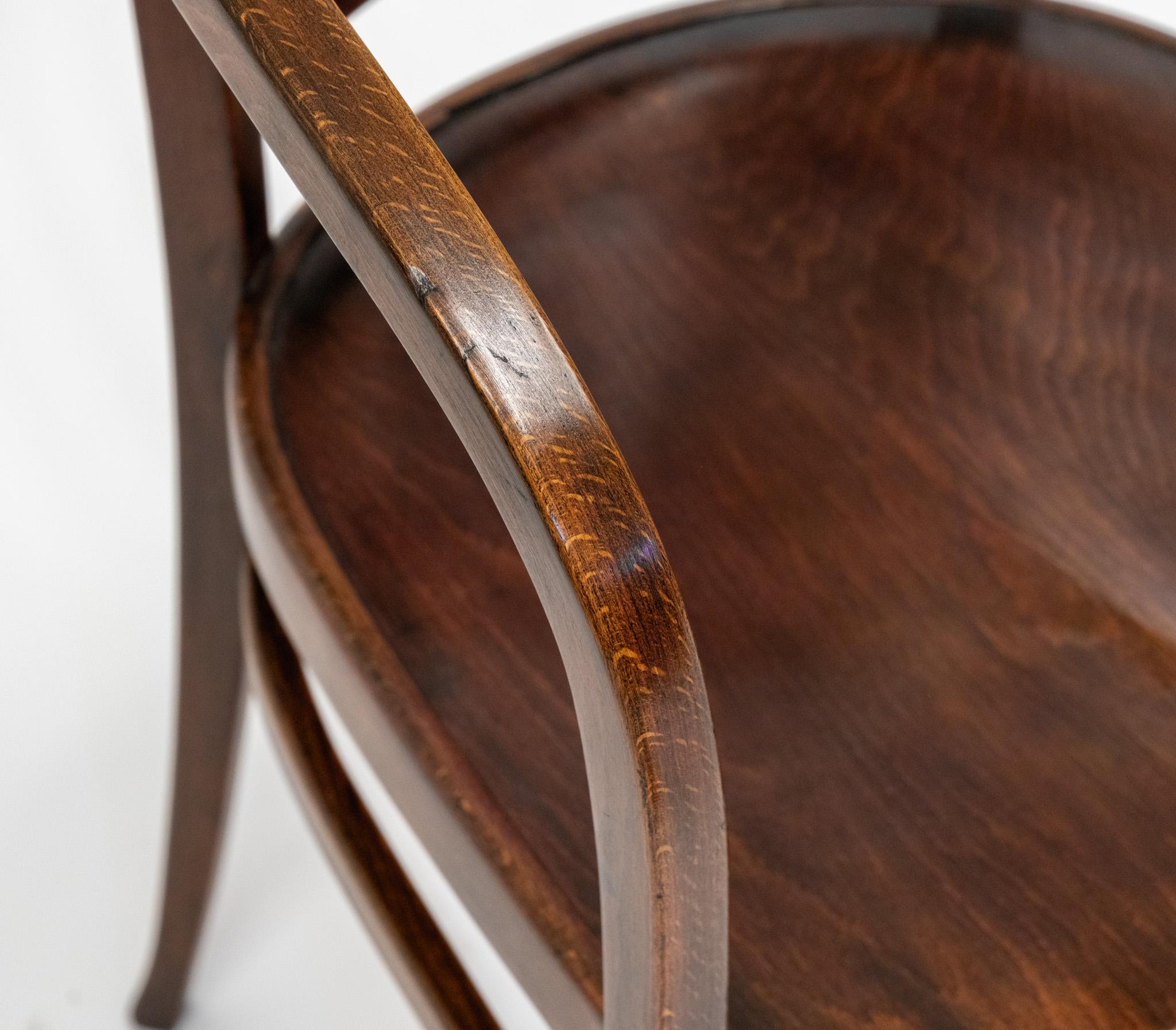 C1905 Pair Vienna Secessionist Bentwood Armchairs Designed By Otto Wagner Model For Sale 7