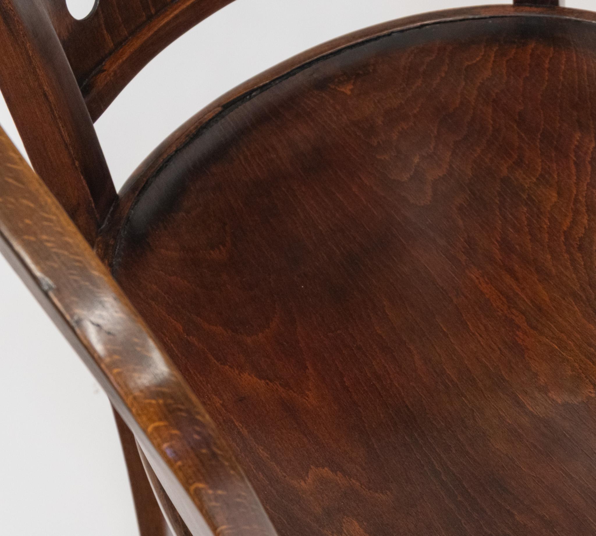 C1905 Pair Vienna Secessionist Bentwood Armchairs Designed By Otto Wagner Model For Sale 9