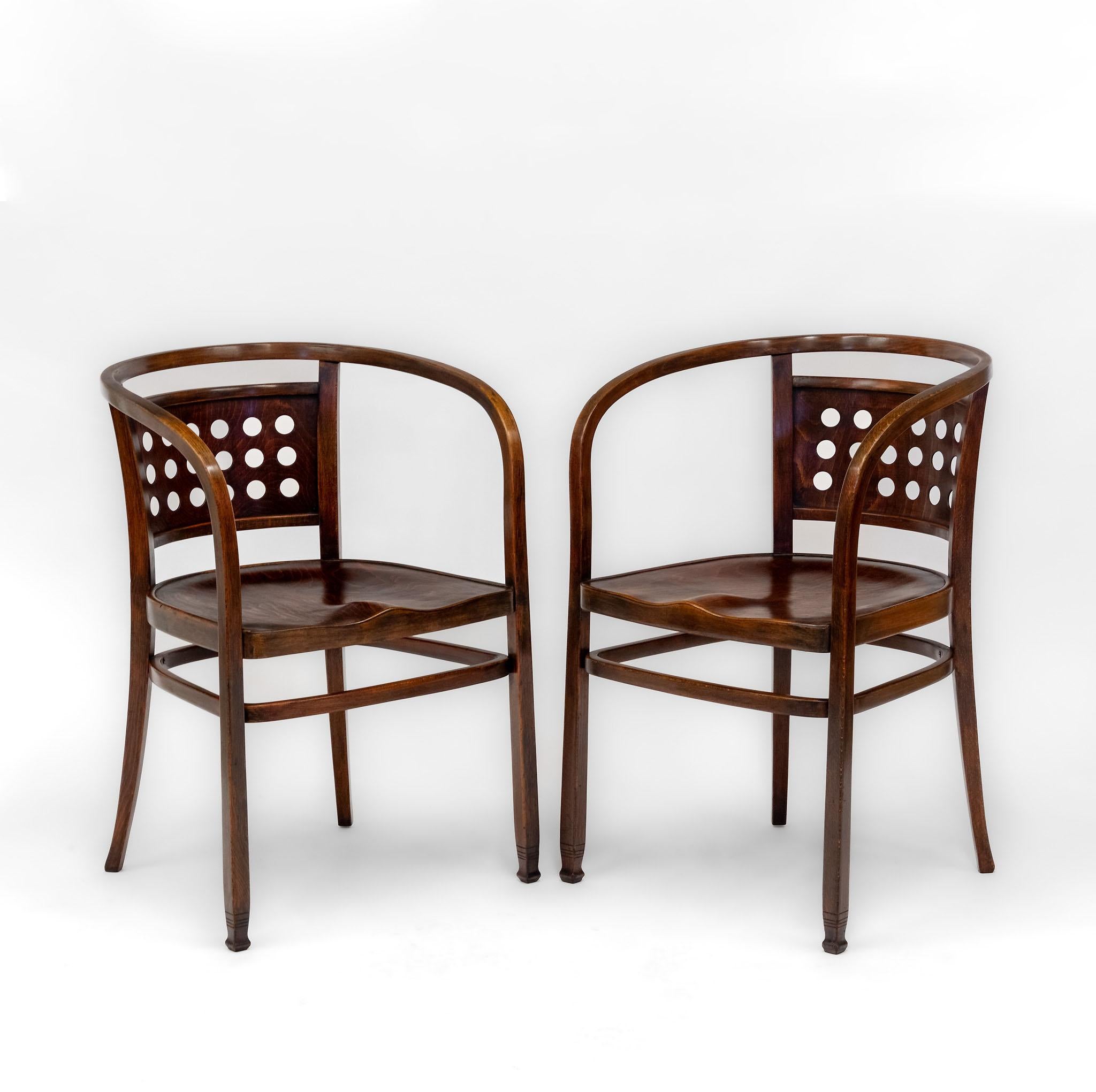 C1905 Pair Vienna Secessionist Bentwood Armchairs Designed By Otto Wagner Model For Sale 12