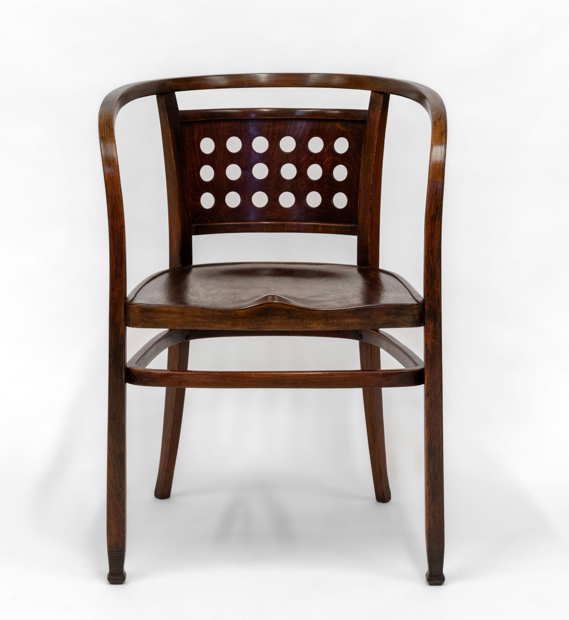 C1905 Pair Vienna Secessionist Bentwood Armchairs Designed By Otto Wagner Model For Sale 1