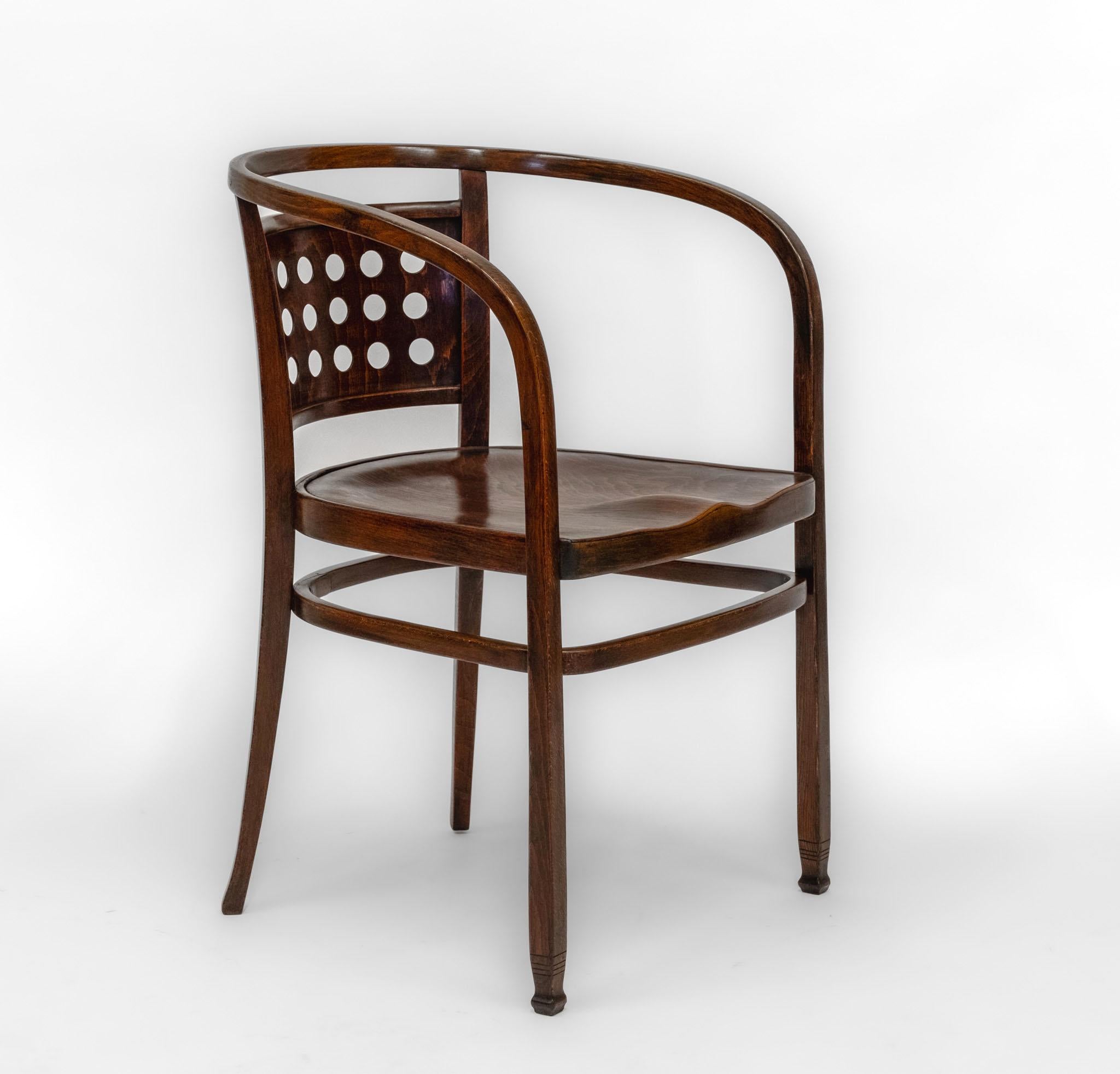 C1905 Pair Vienna Secessionist Bentwood Armchairs Designed By Otto Wagner Model For Sale 2