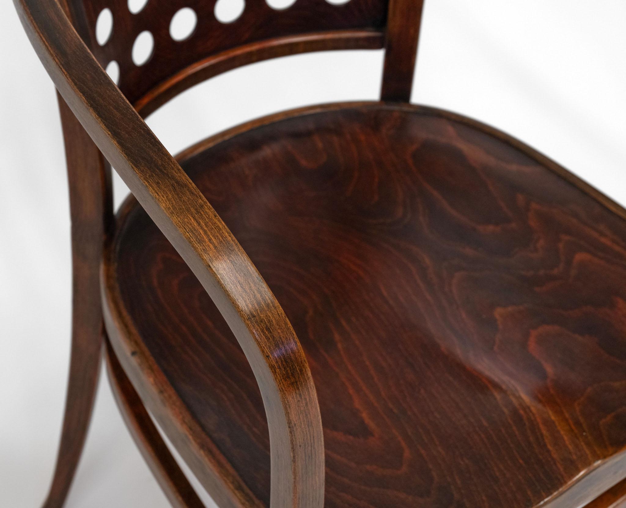 C1905 Pair Vienna Secessionist Bentwood Armchairs Designed By Otto Wagner Model For Sale 3