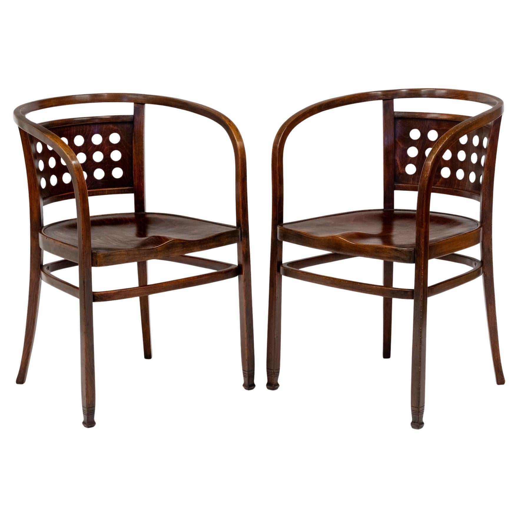 C1905 Pair Vienna Secessionist Bentwood Armchairs Designed By Otto Wagner Model For Sale