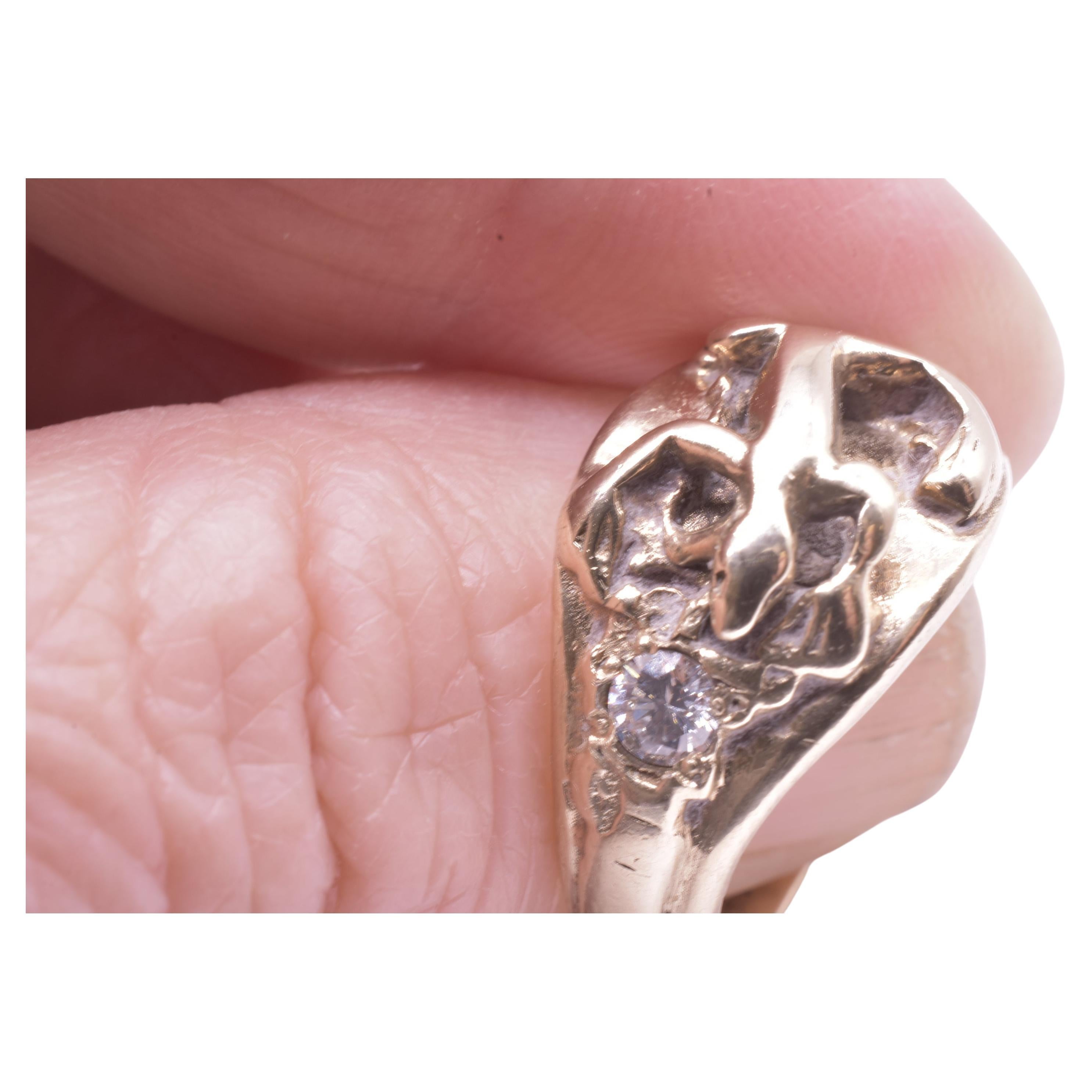 C1910 14K Diamant und Saphir Nieten-Ring mit geschnitzter Eidechsenform 5