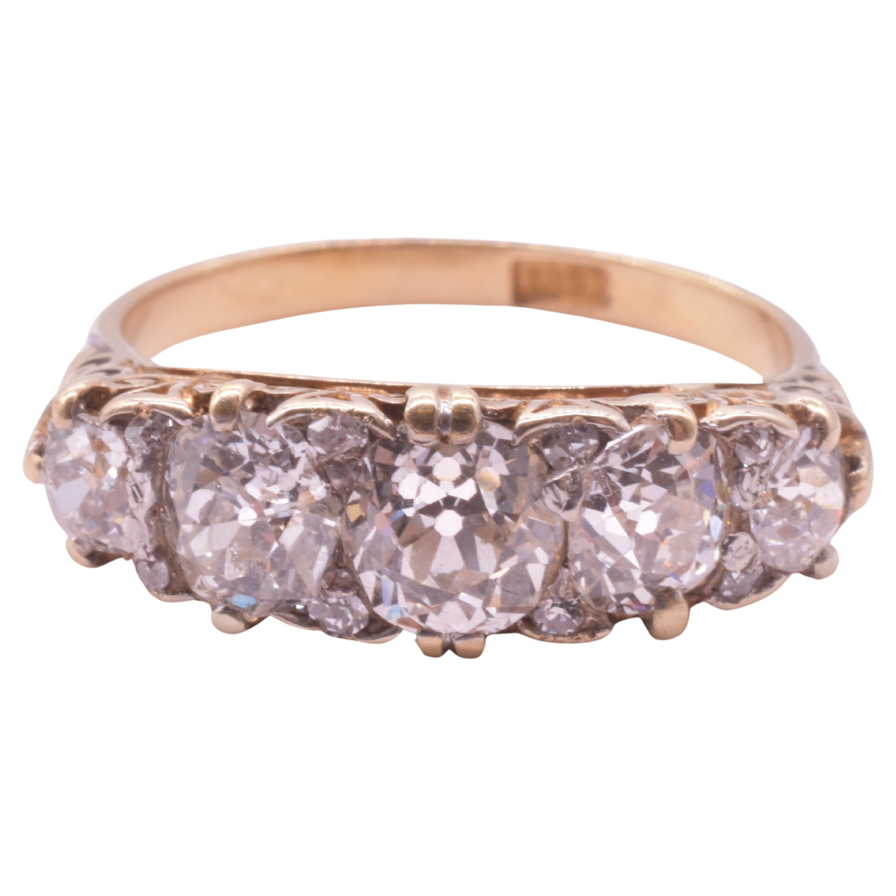 C1910 18Ct Edwardian Five Stone Diamond Ring