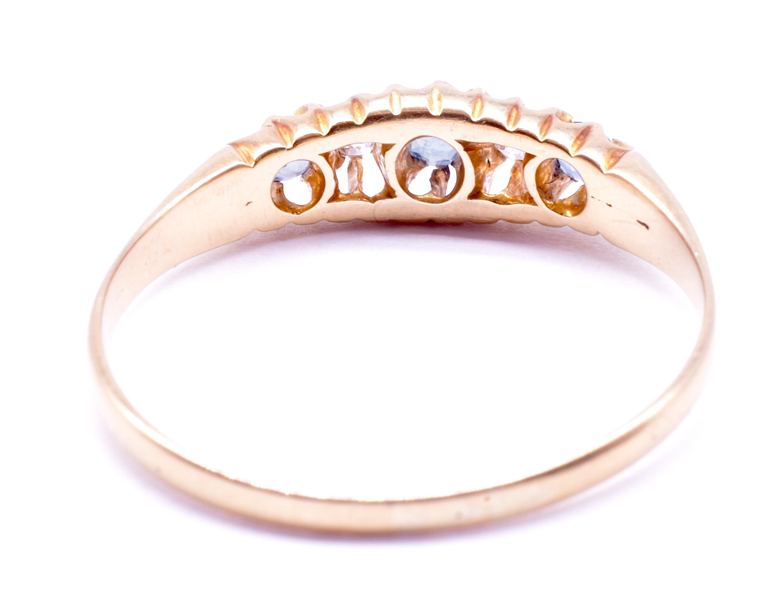 C1910 Ring mit 5 Steinen, 18 Karat Saphir und Diamant 3