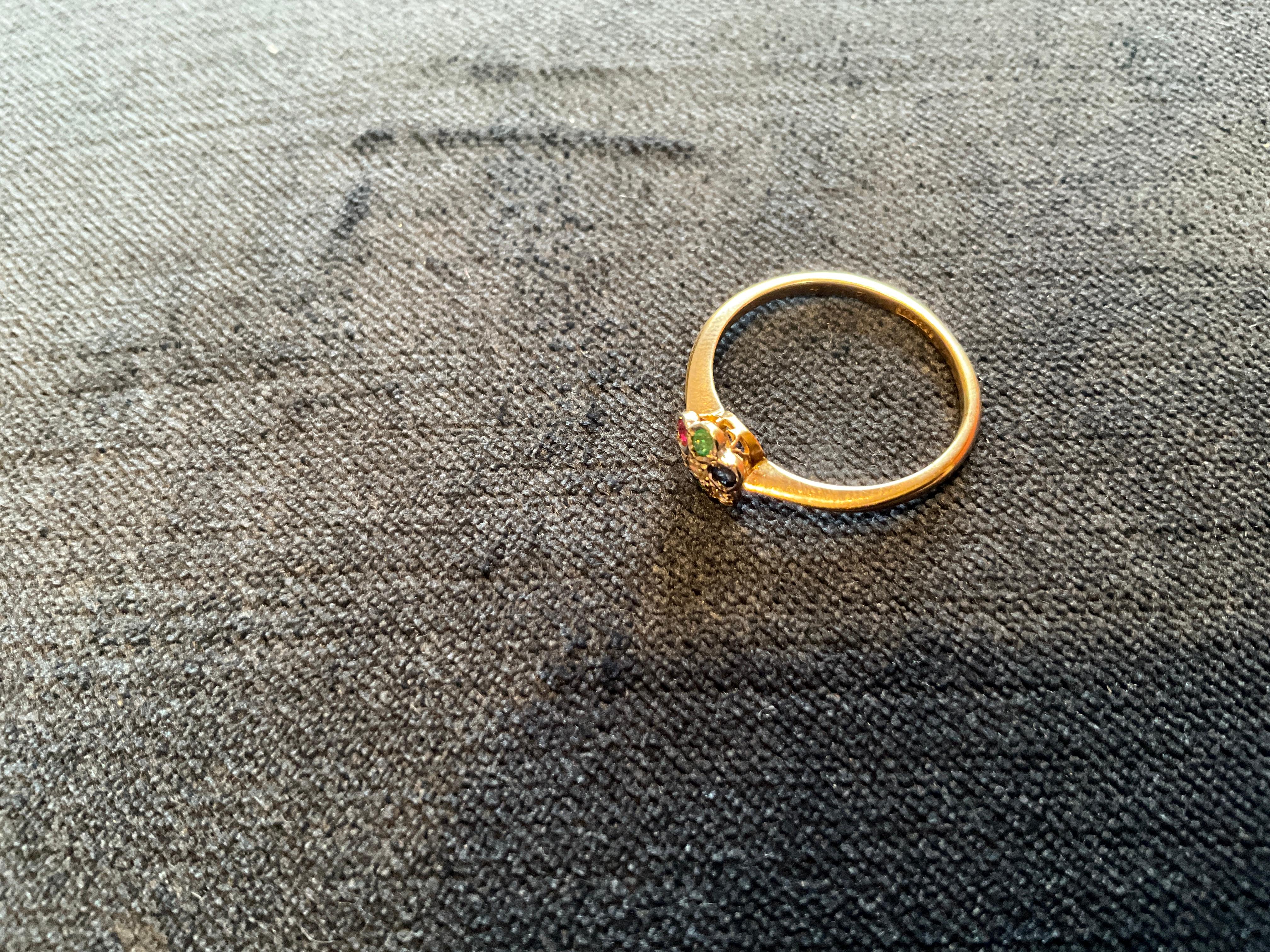 Anello a grappolo di fiori C1910 18K con gemme 