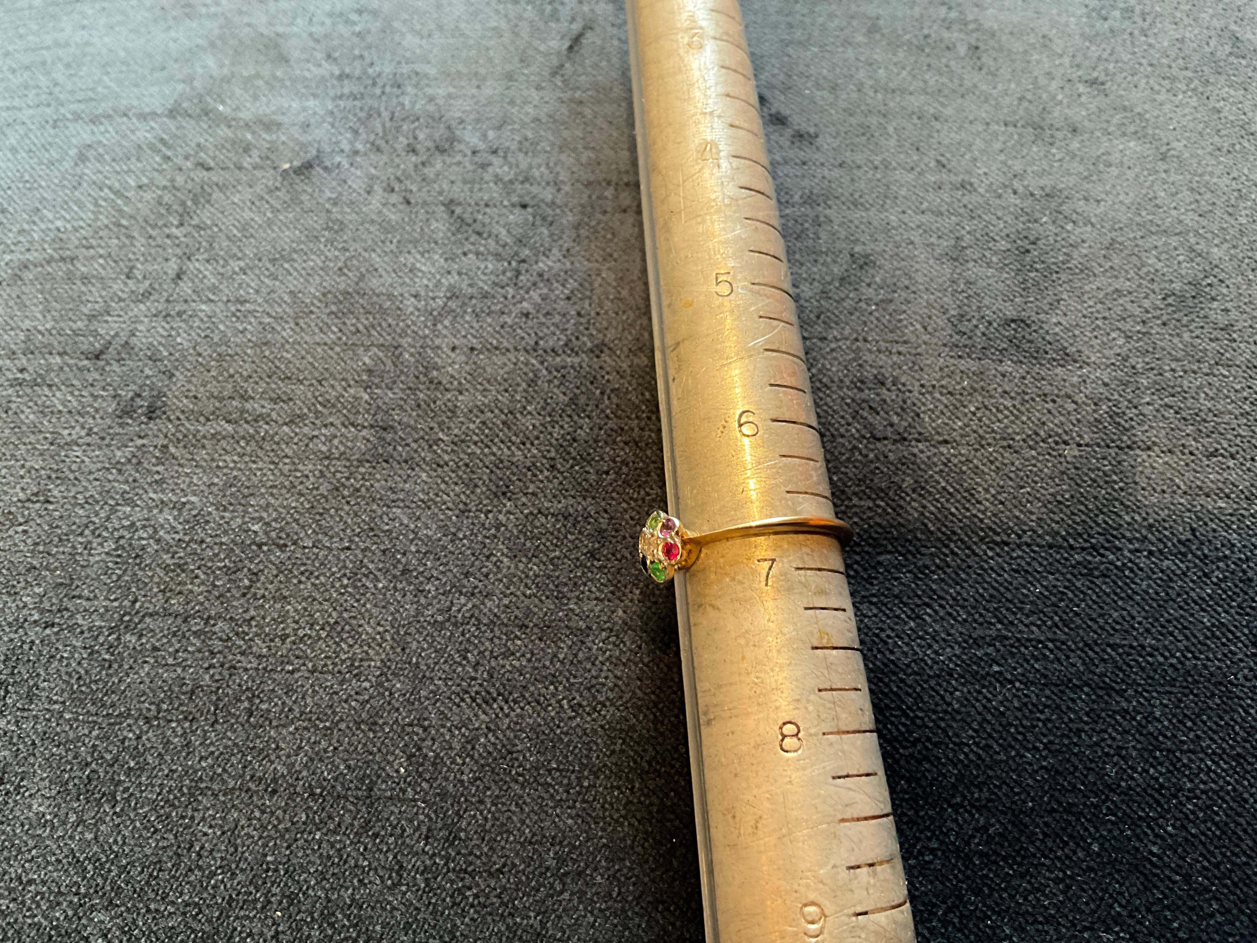 Anello a grappolo di fiori C1910 18K con gemme 