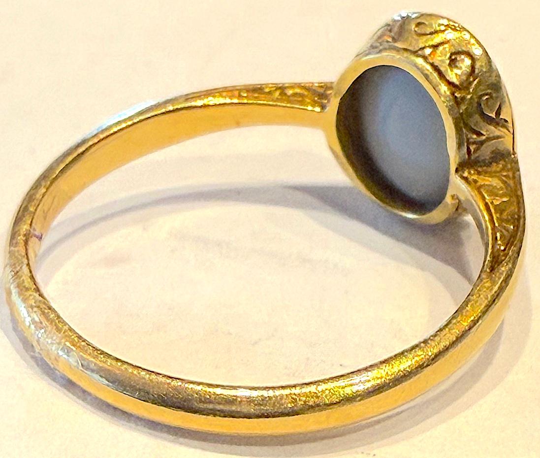 C1910 18K Lightening Ridge Australian Single Stone Peacock Feather Opal Ring For Sale 1