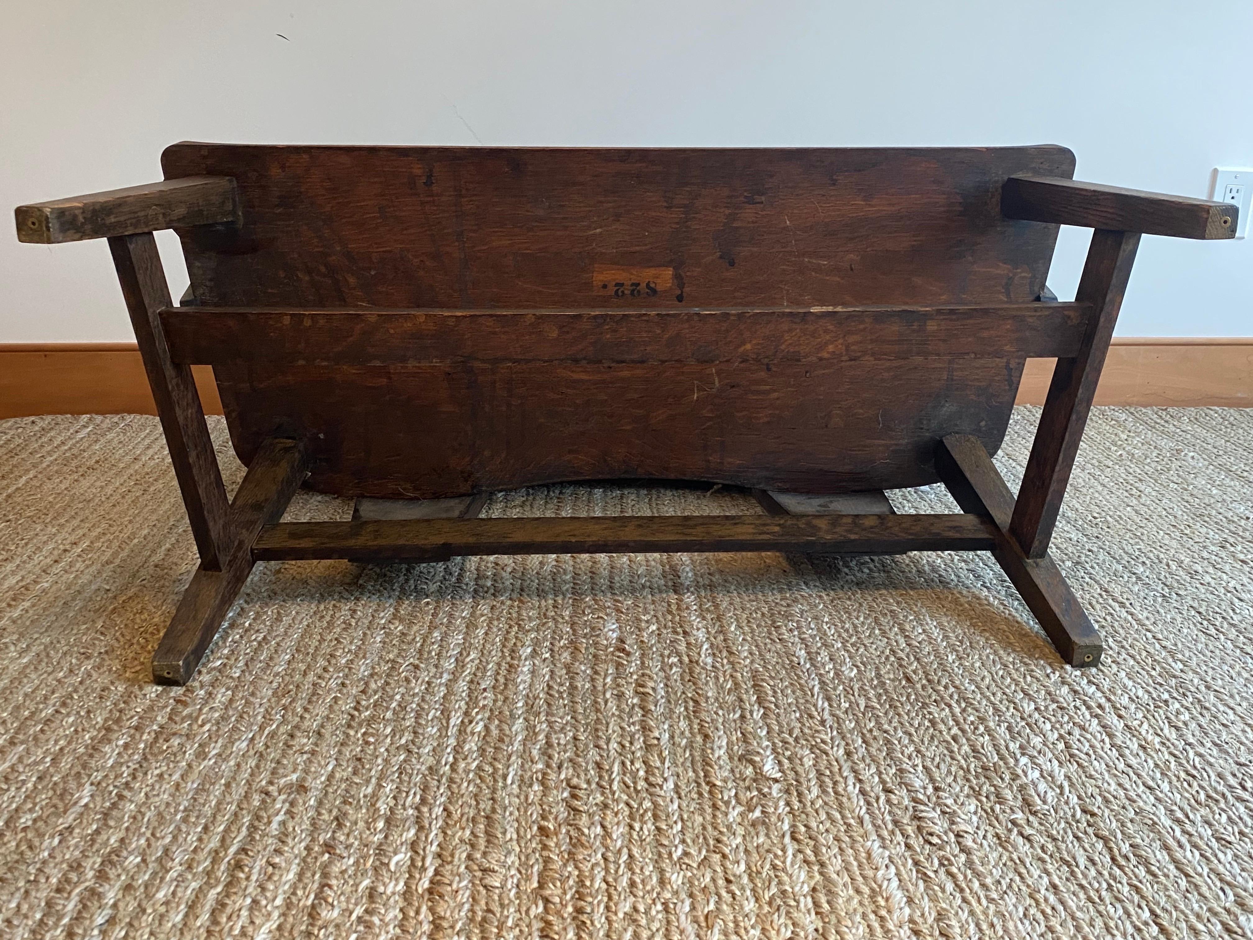 c1910 Art Nouveau Symbolist Oak Bench Settee by the George Arndt Chair Company For Sale 4