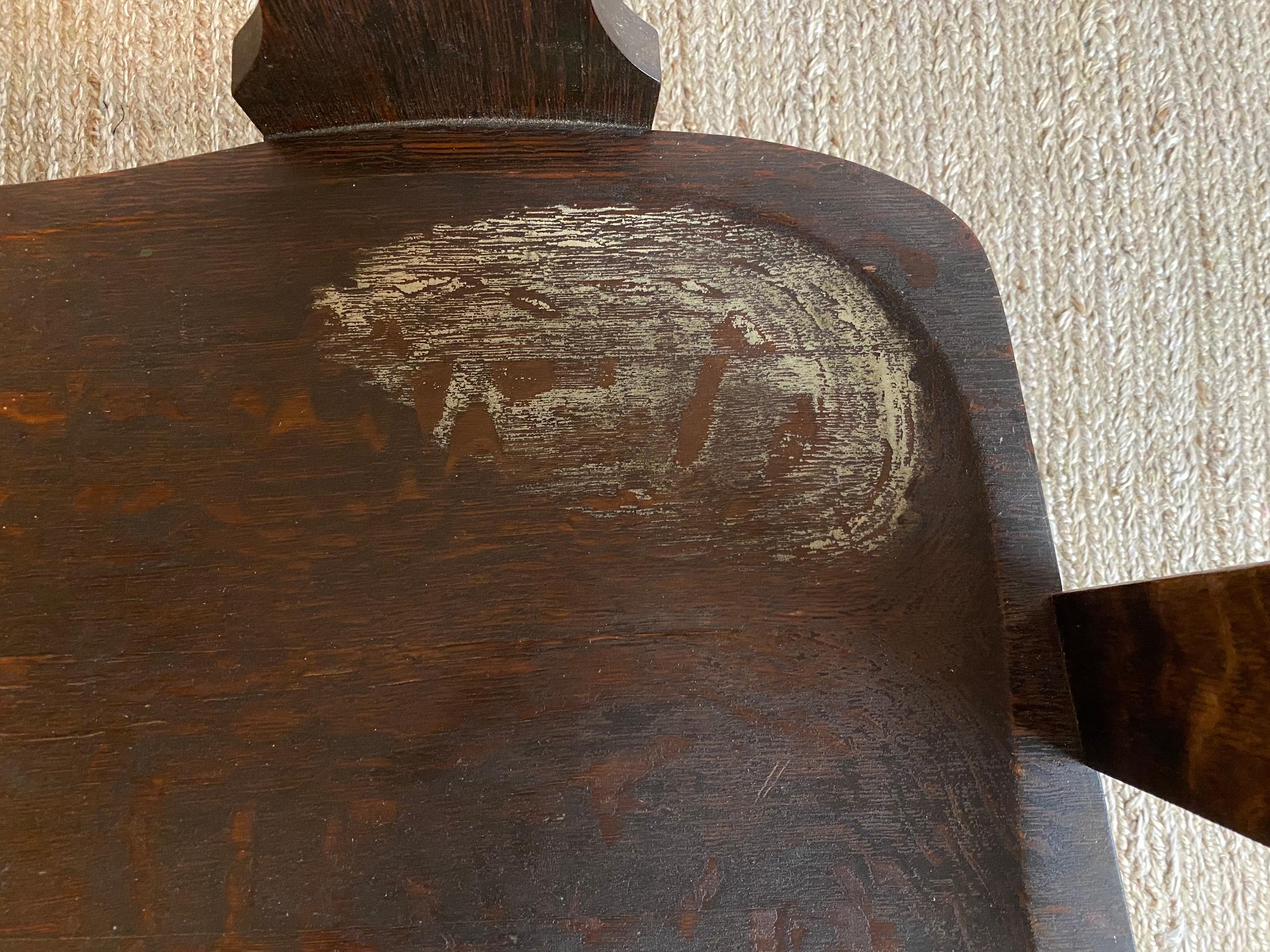 c1910 Art Nouveau Symbolist Oak Bench Settee by the George Arndt Chair Company For Sale 8