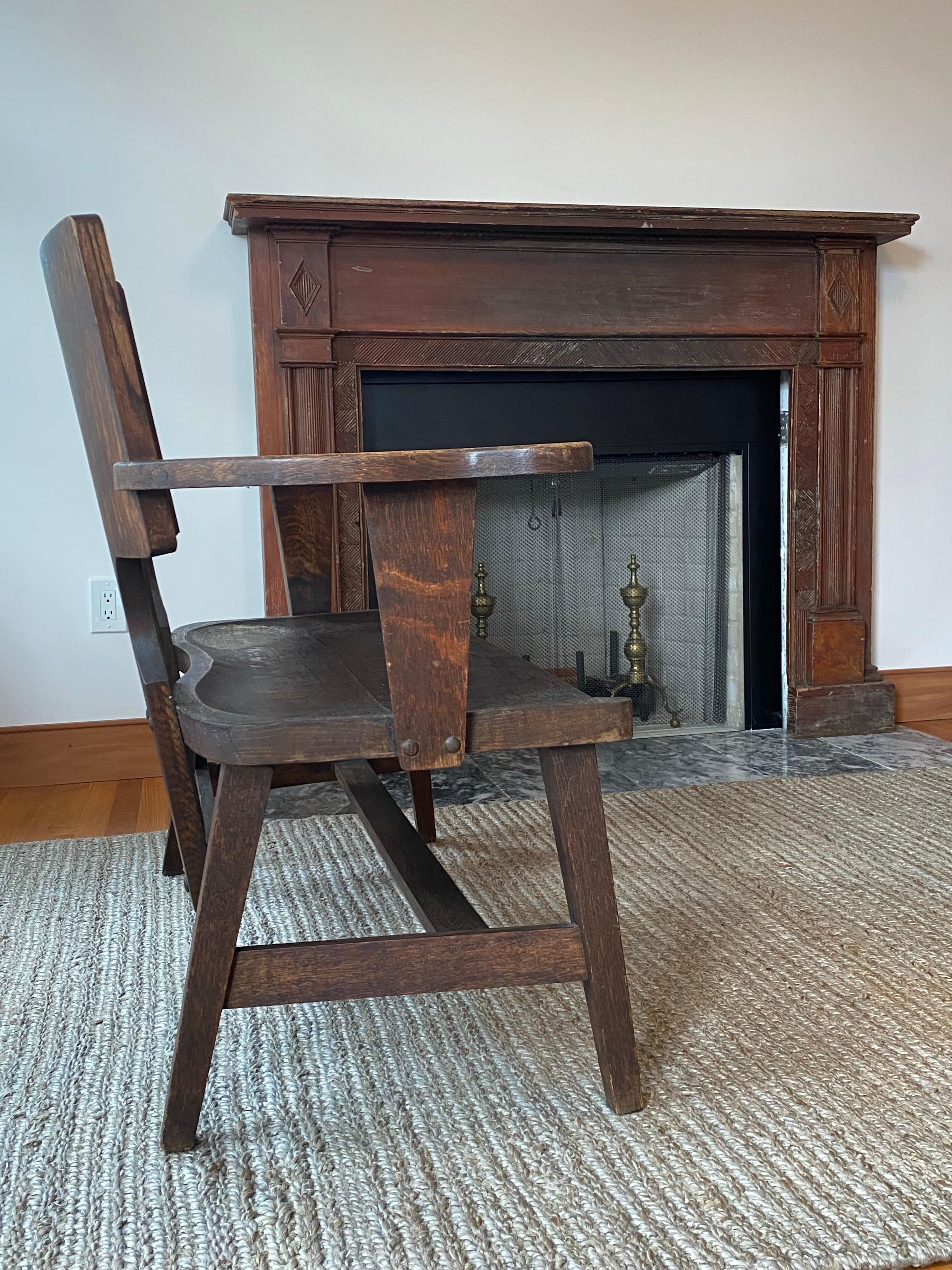 Carved c1910 Art Nouveau Symbolist Oak Bench Settee by the George Arndt Chair Company For Sale