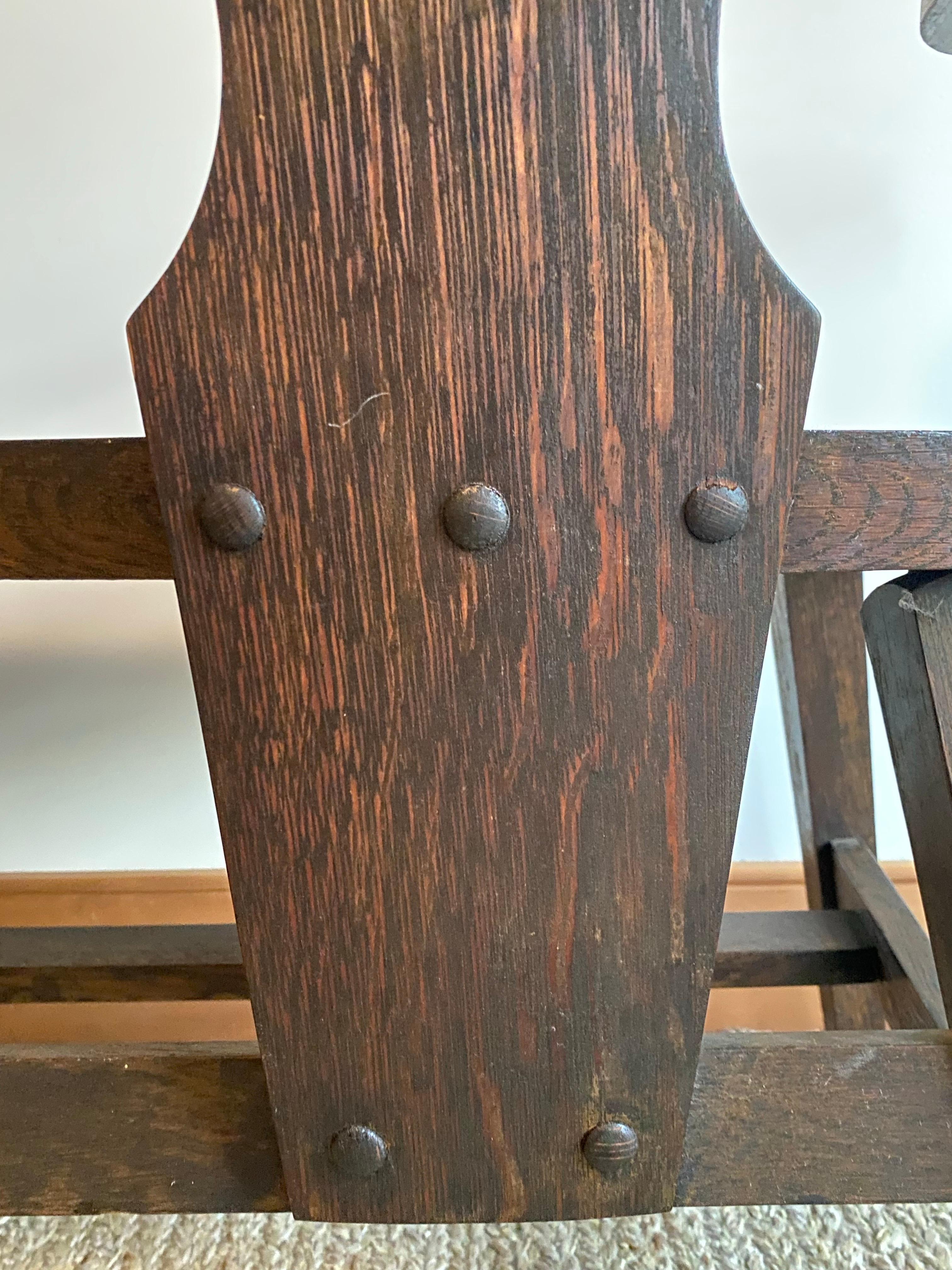 c1910 Art Nouveau Symbolist Oak Bench Settee by the George Arndt Chair Company In Good Condition For Sale In Southampton, NJ
