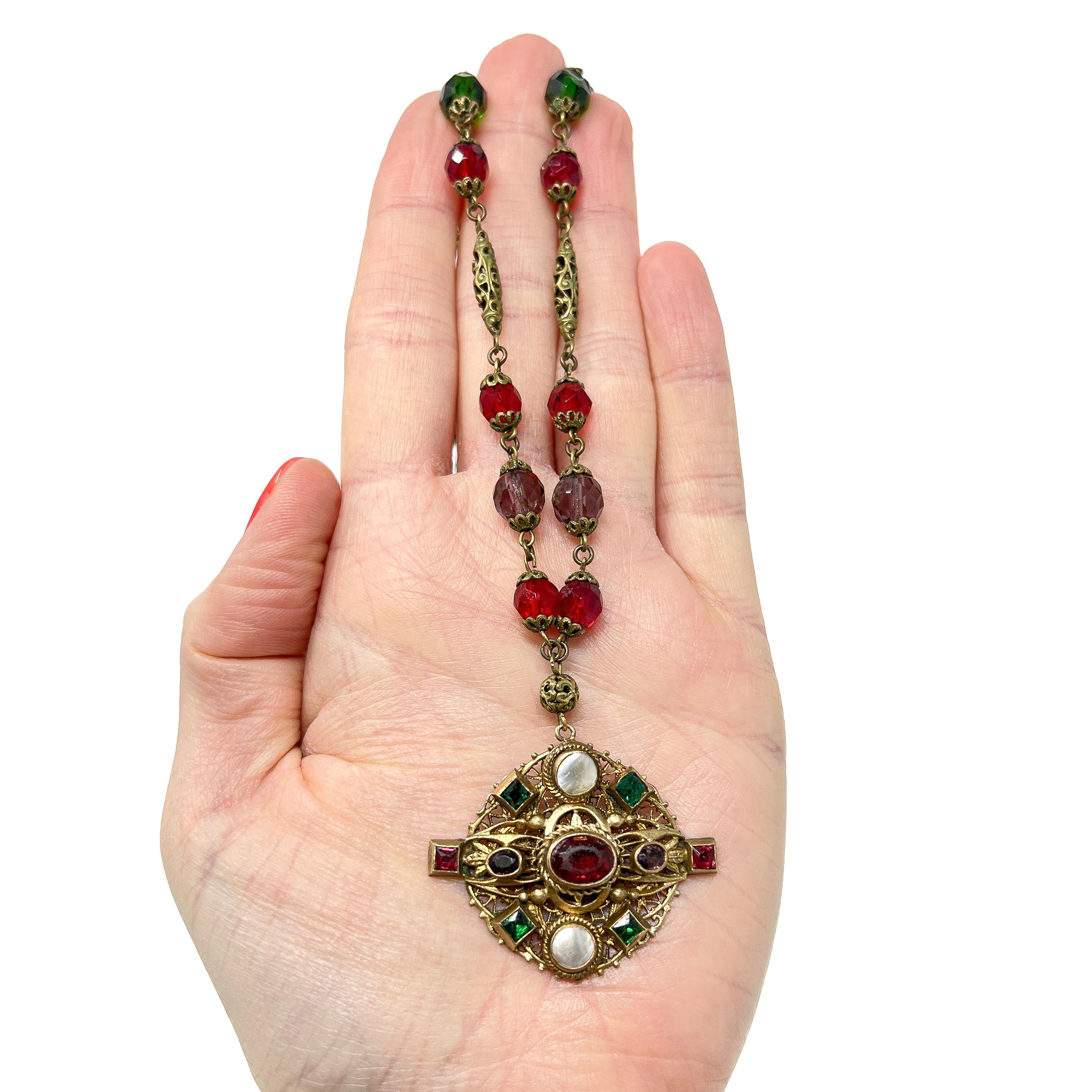 A.I.C C. Collier à pendentifs en verre antique d'inspiration byzantine Bon état - En vente à Skelmersdale, GB