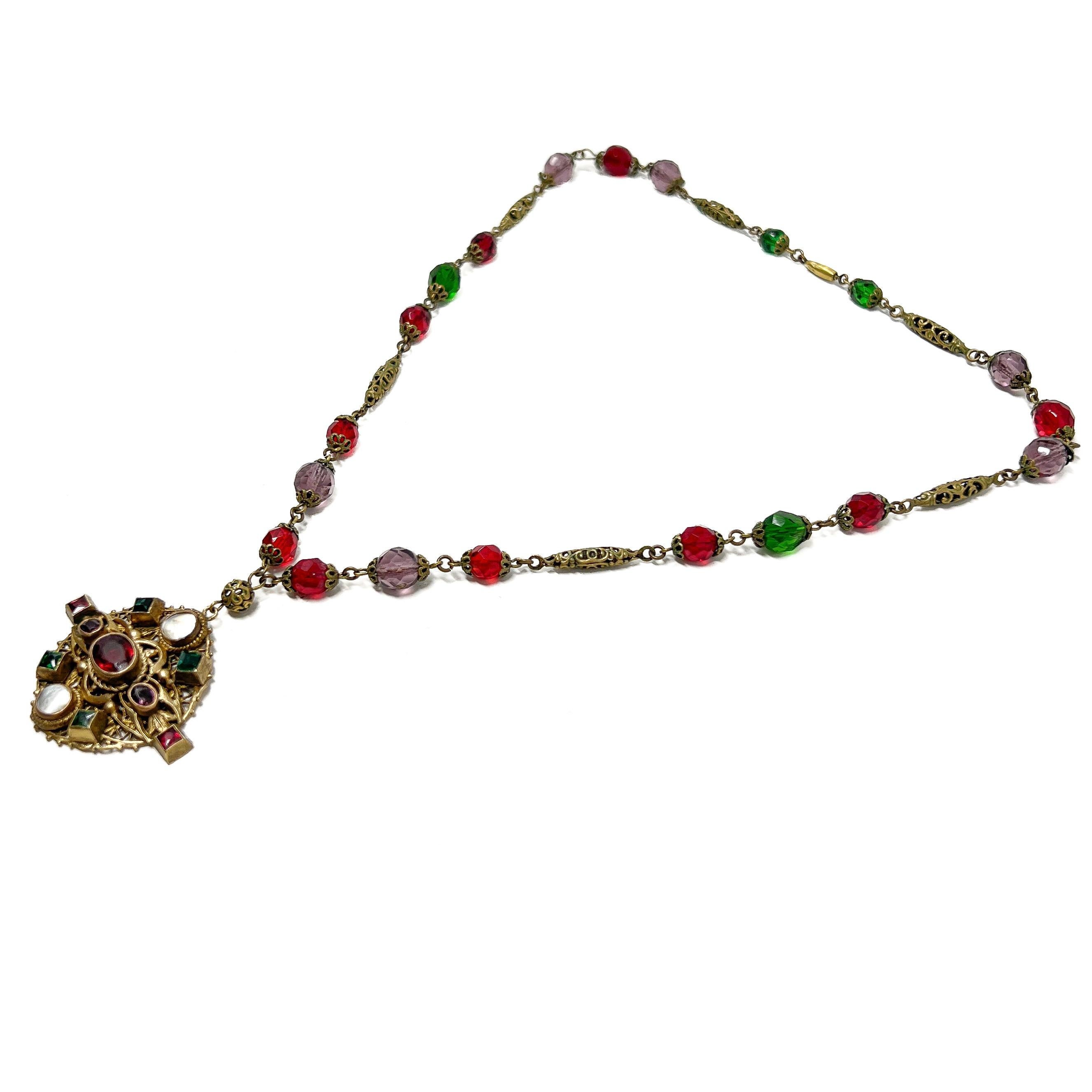 A.I.C C. Collier à pendentifs en verre antique d'inspiration byzantine en vente 2