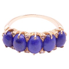 Antique C1910 Edwardian Lapis Lazuli Five Stone Ring