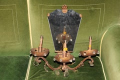 c1910 French Louis XVI Large Wall Mirror / Electrified Sconce by Maison Bagues