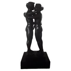 c1910 French Original Bronze Sculpture "Deux Hommes Amoreux" Signed Jean Patoue