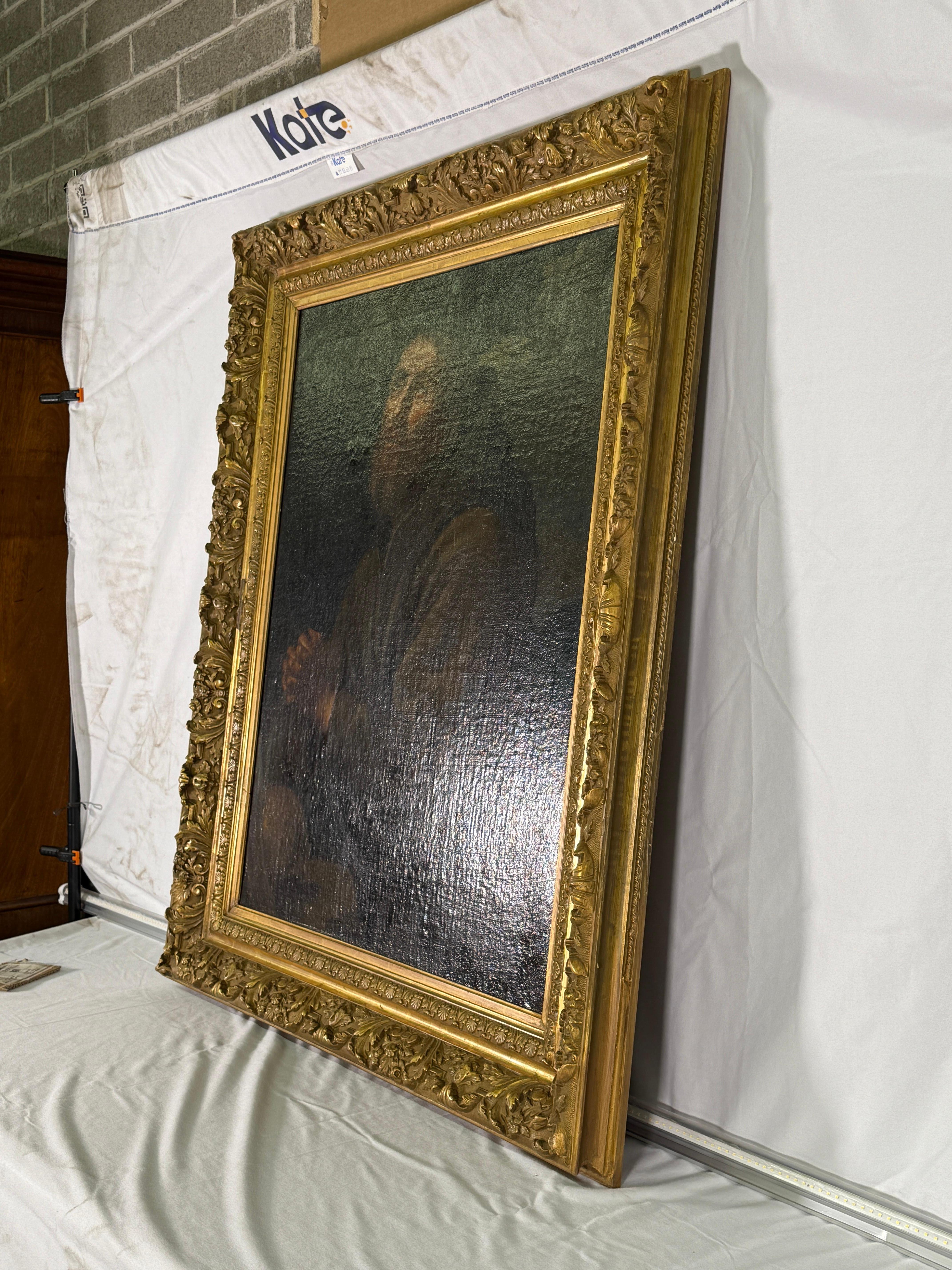 Louis XVI C1910 Large French Oil Painting of Saint Francis of Assisi For Sale