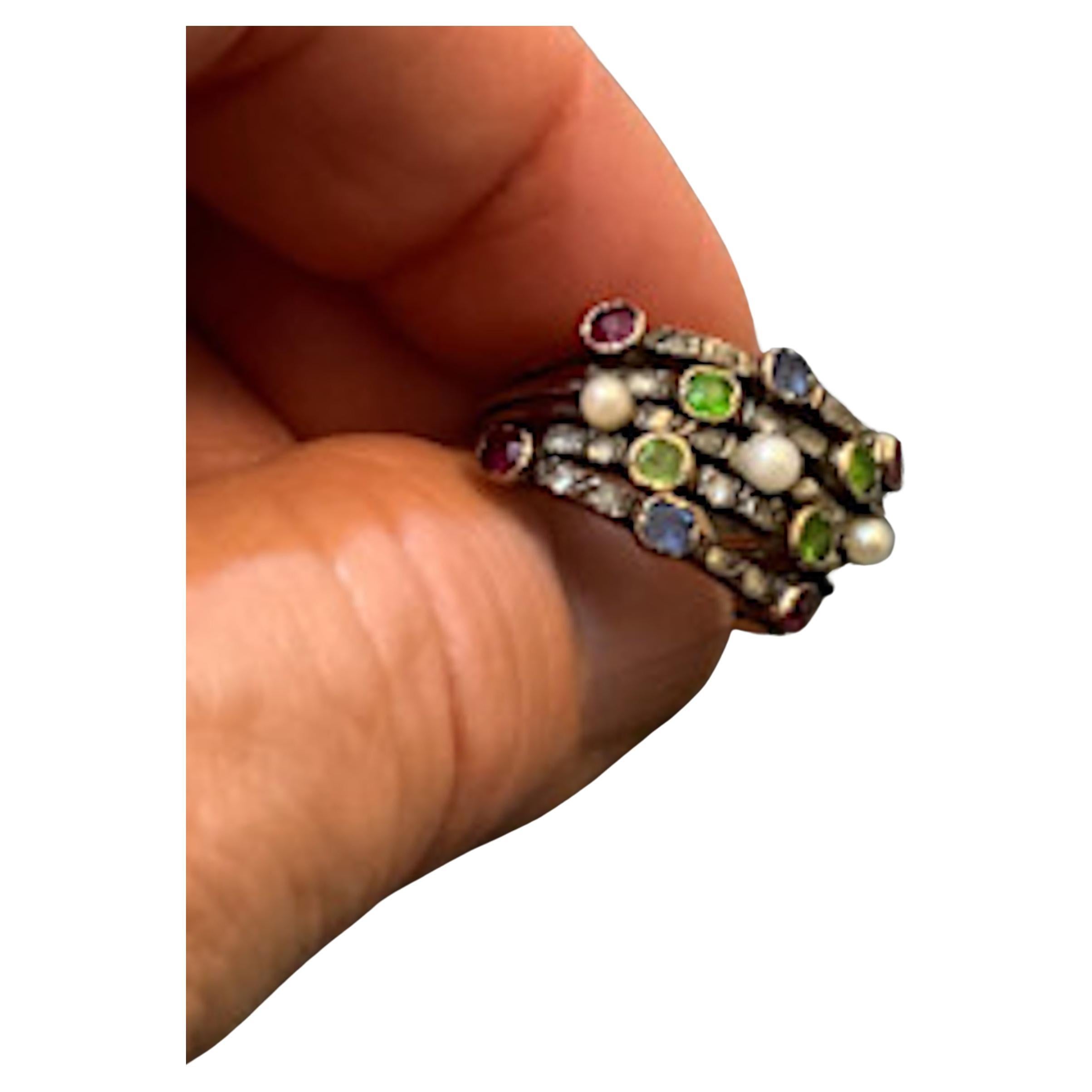 Edoardiano Anello Harem con pietre multiple C1910 in vendita