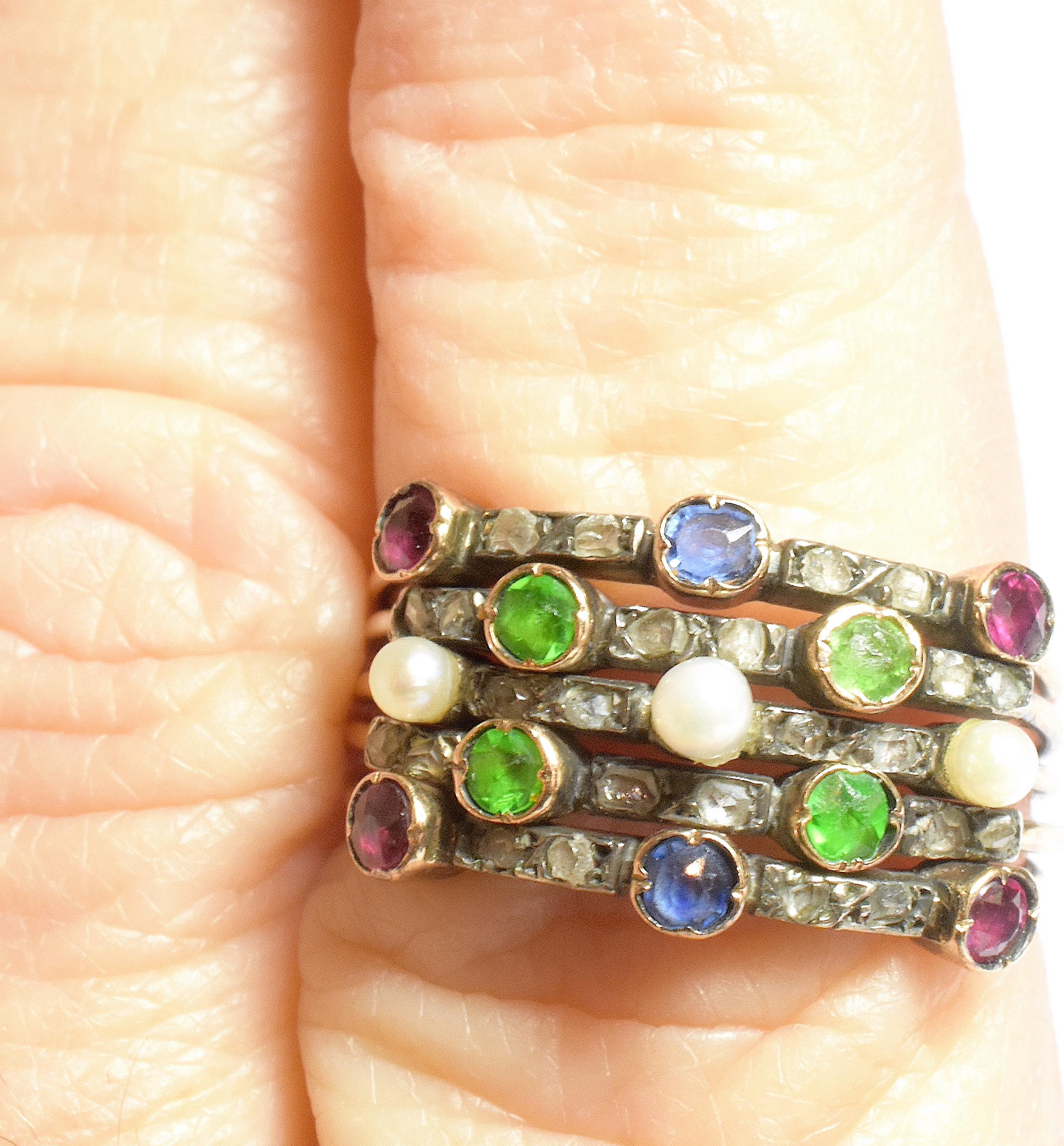 Anello Harem con pietre multiple C1910 in vendita 3