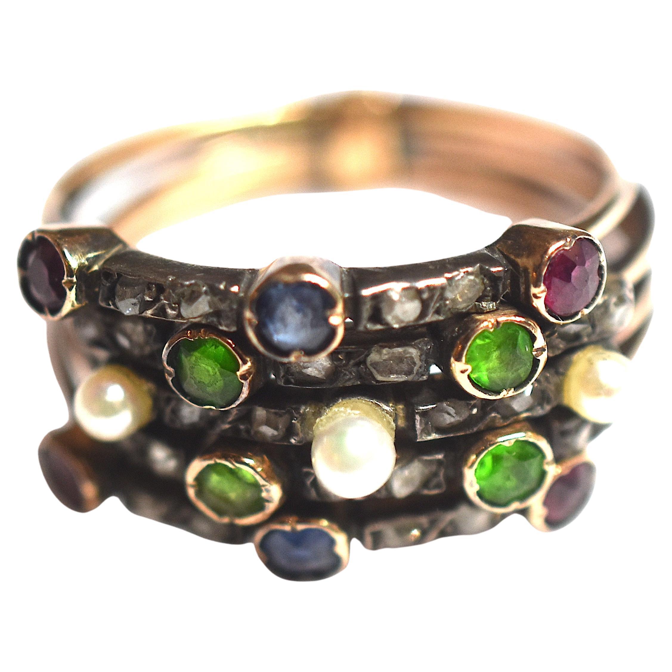 C1910 Bague Harem sertie de pierres multiples