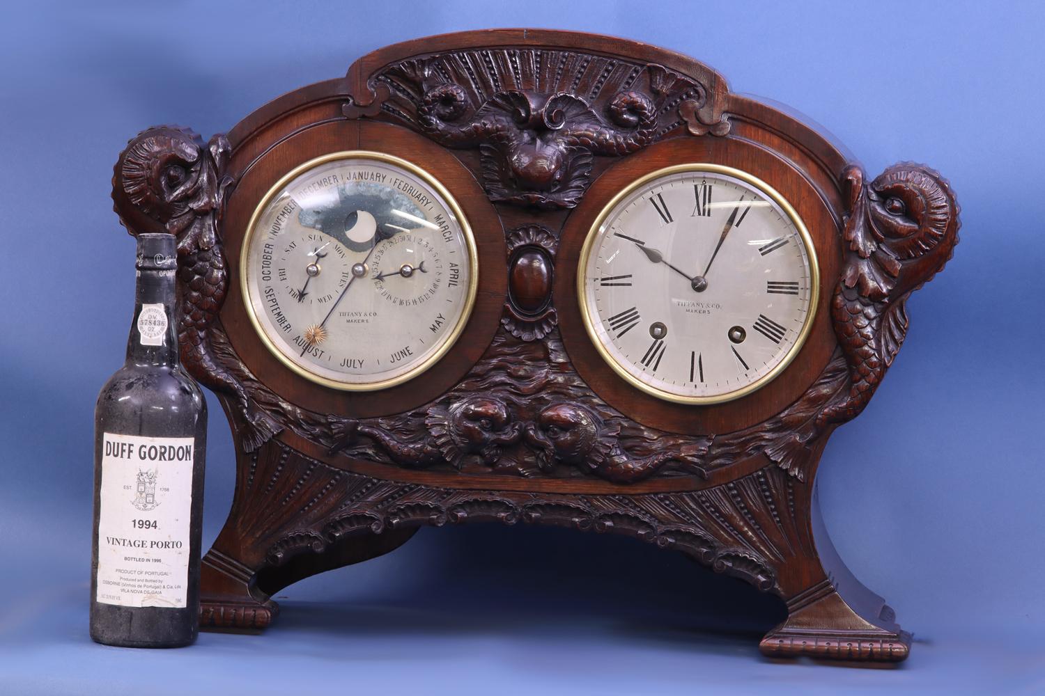c.1910 Rare Double Dial Clock with Perpetual Calendar by Tiffany & Co., Makers. In Good Condition In Greenlawn, NY