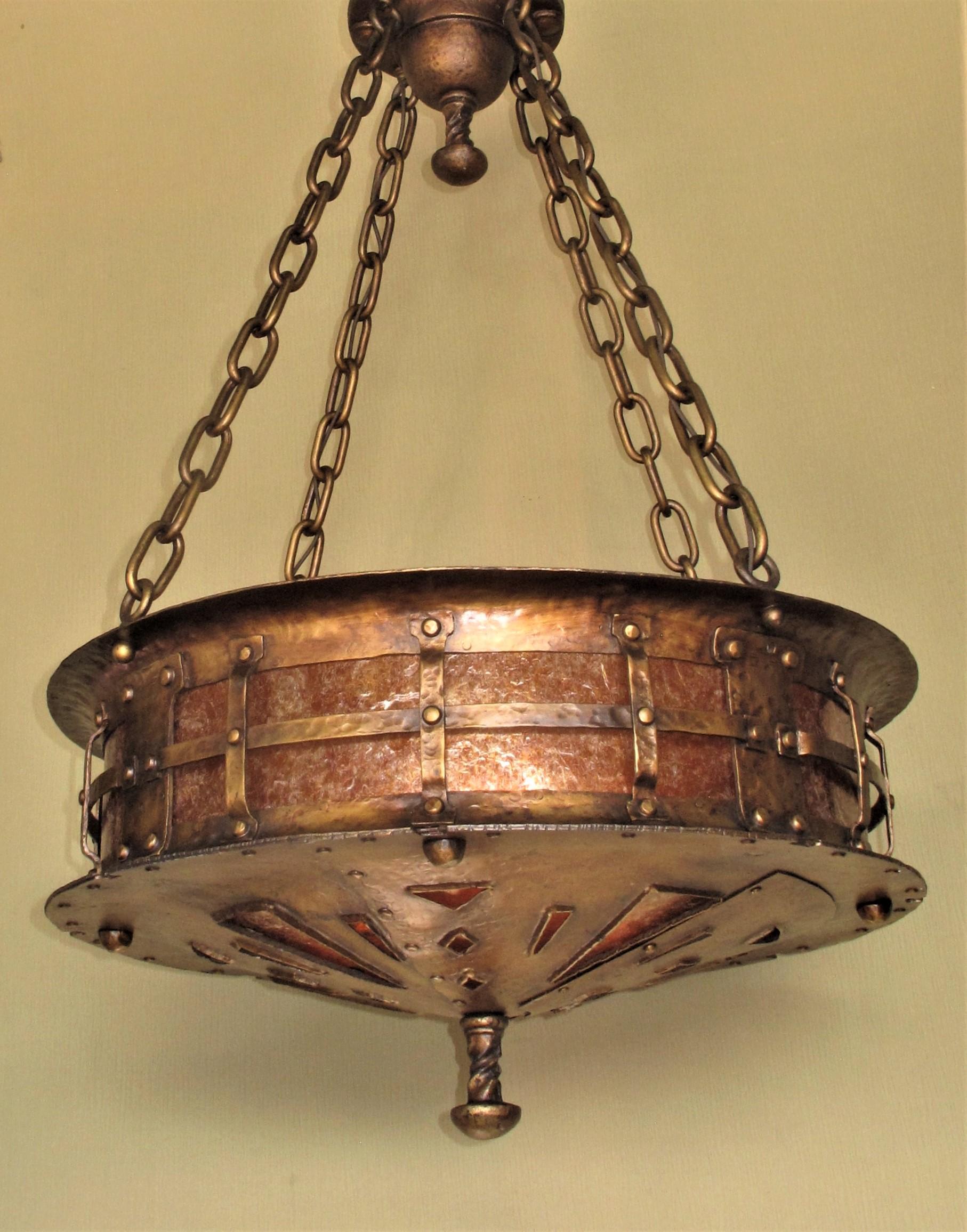 c.1916 Massive Craftsman Fixture all Hand Wrought Original Finish Two Available  For Sale 2