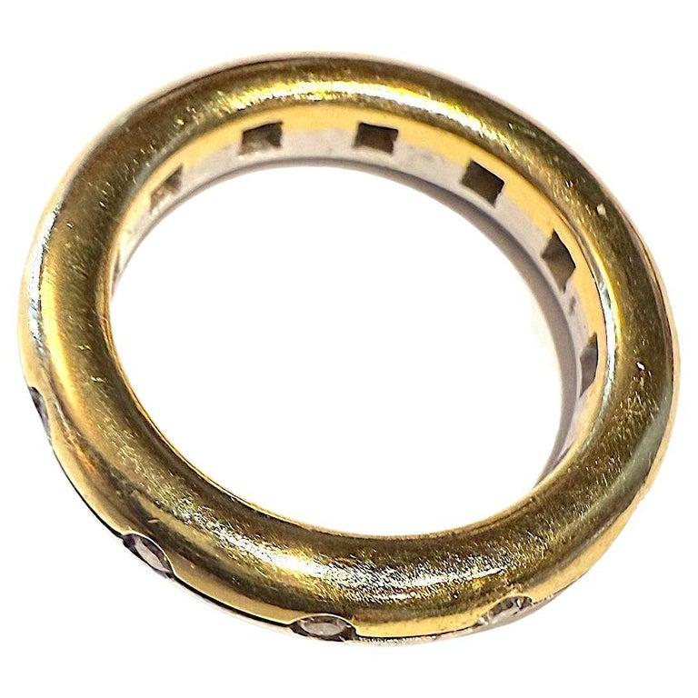 Eternity-Ring aus 18 Karat und Platin mit horizontaler Array von Diamanten, um 1920 im Angebot 8