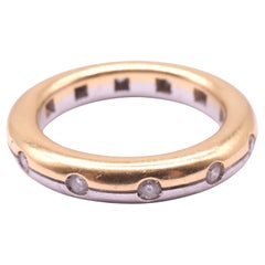 Antique C1920 18K and Platinum Eternity Band with a Horizontal Array of Diamonds