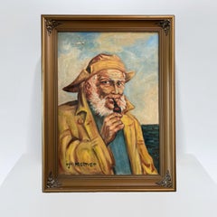 ca.1920/30er Jahre Ölgemälde "Fischer mit Pfeife" von Øyvind Heggtveit (1884-1961)