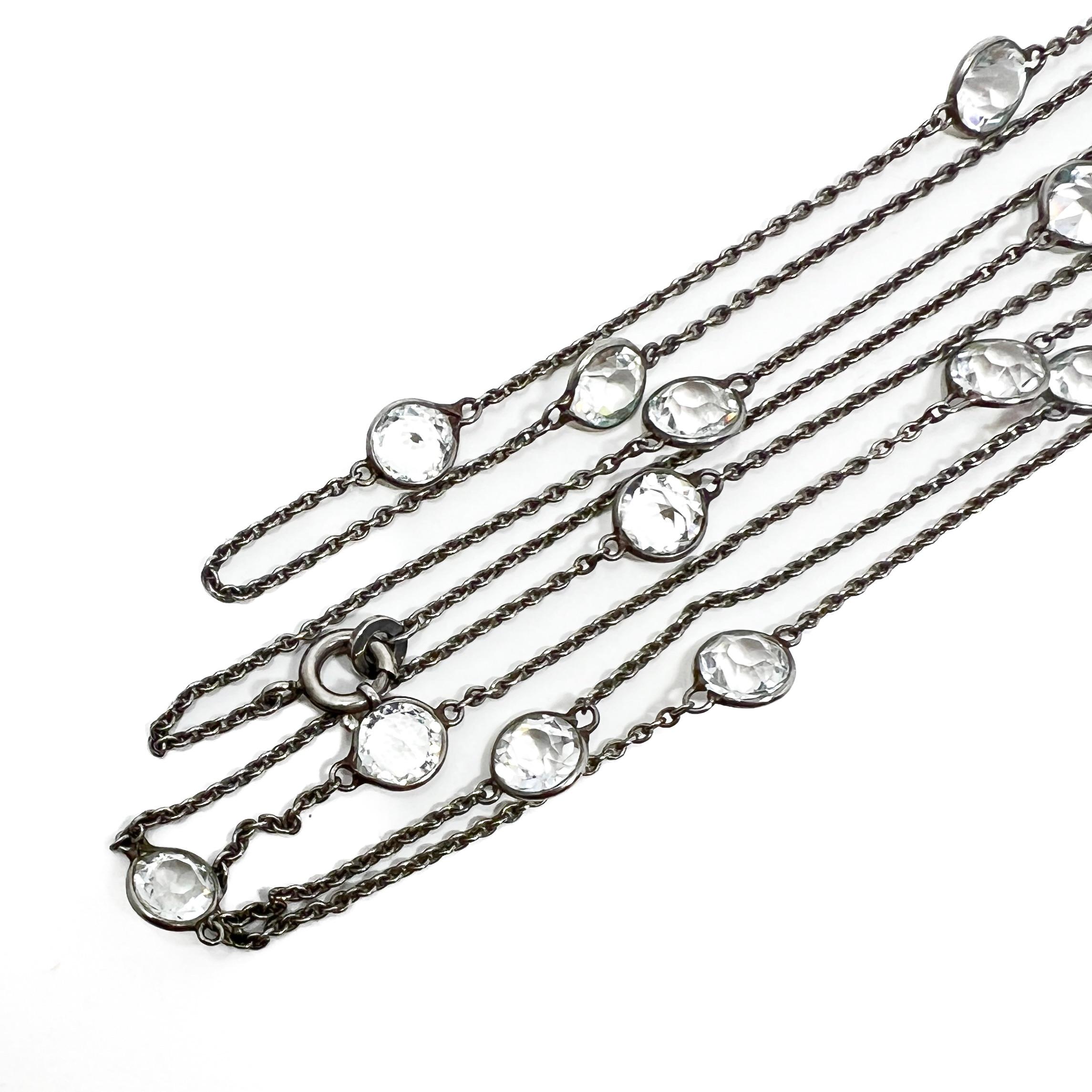 c.1920 Catena da guardia d'epoca in cristallo e platino Art Deco in vendita 1