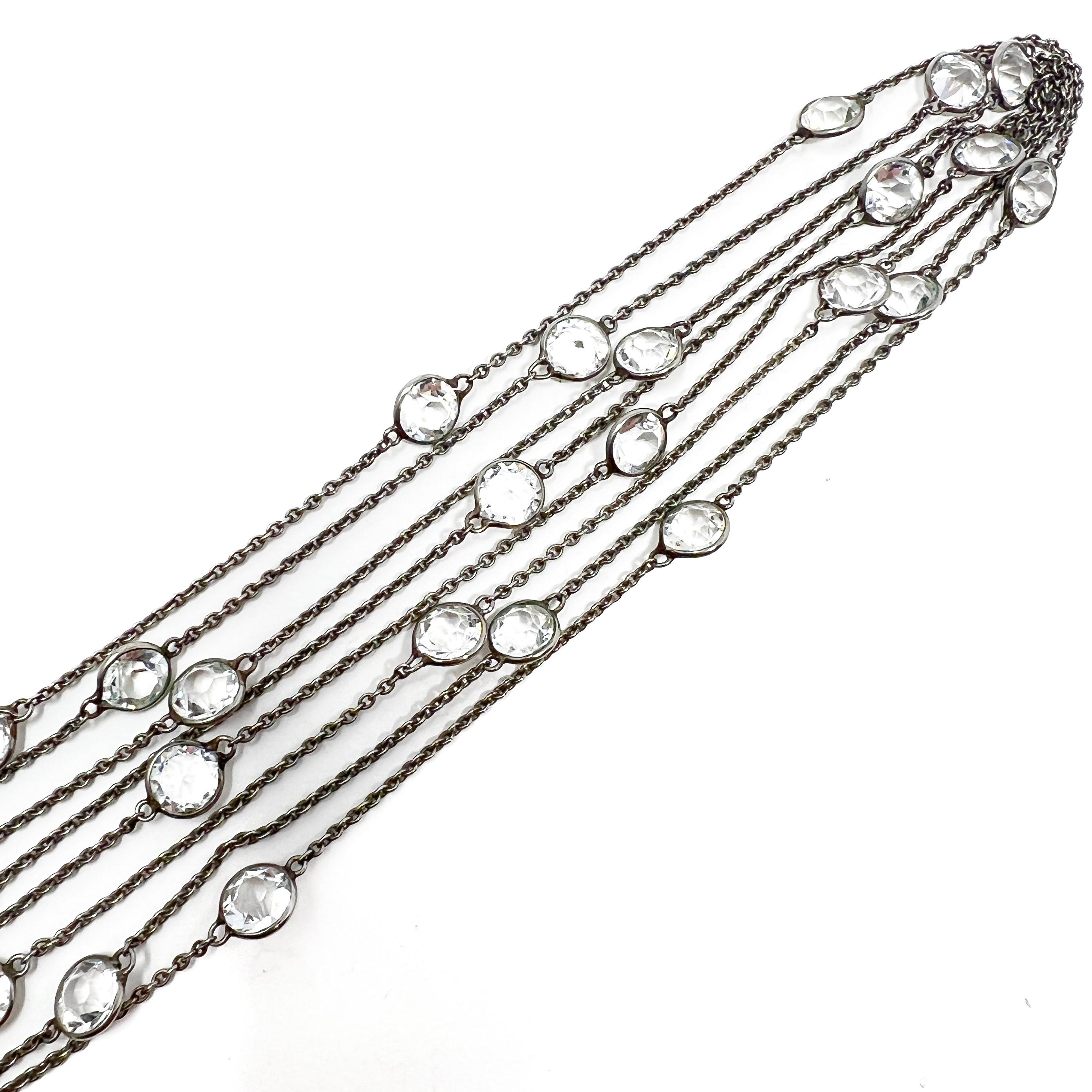 c.1920 Catena da guardia d'epoca in cristallo e platino Art Deco in vendita 2