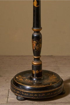 c1920 Black lacquered chinoiserie floor lamp