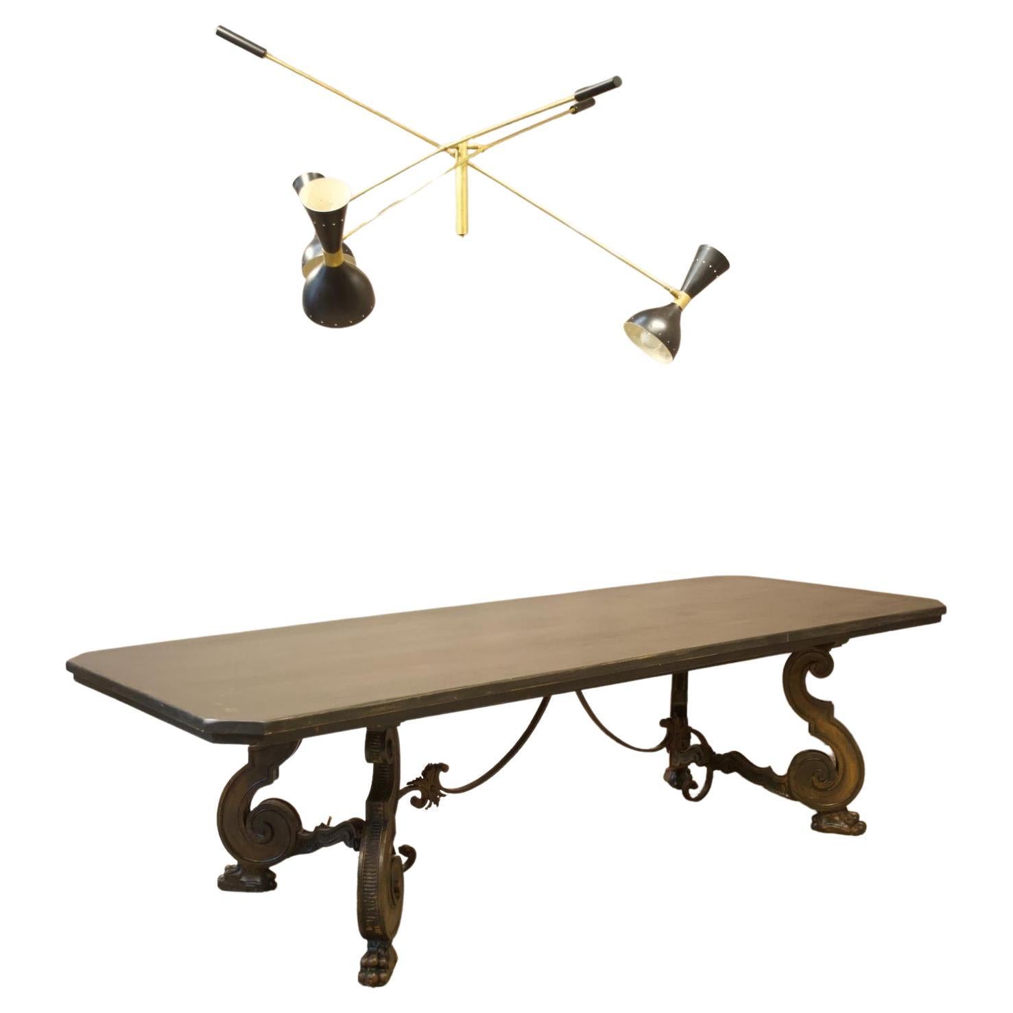 Antique R.J. Horner Carved Oak Split Pedestal Dining Table with Paw