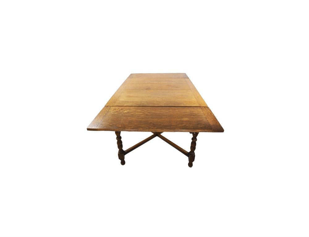 20th Century C.1920, English Tiger Oak Draw Leaf Pub Table