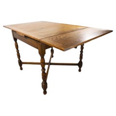 Antique C.1920, English Tiger Oak Draw Leaf Pub Table