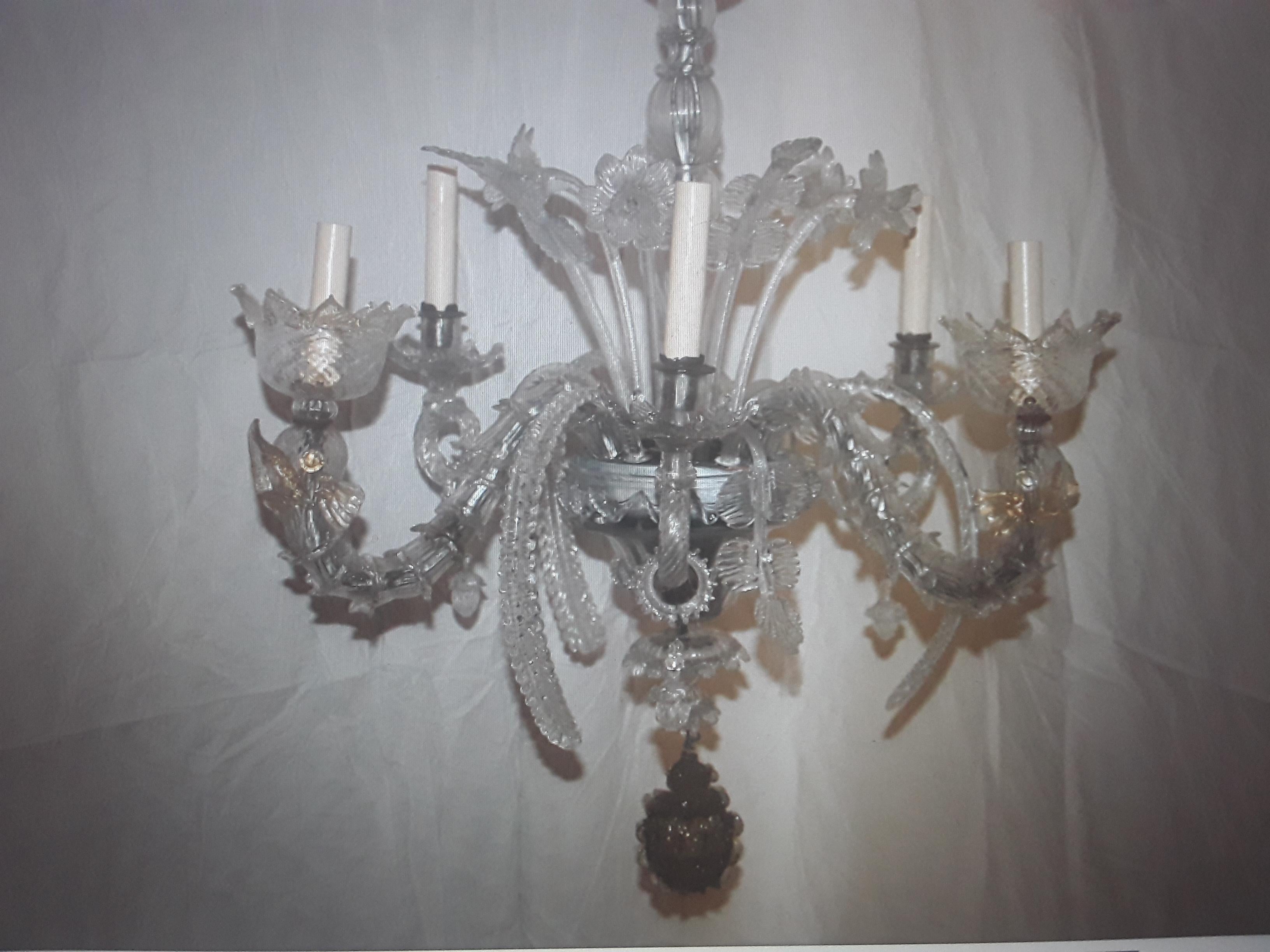 c1920 Italian Art Deco Murano Chandelier Featuring Art Glass Fish/ Dolphins For Sale 21