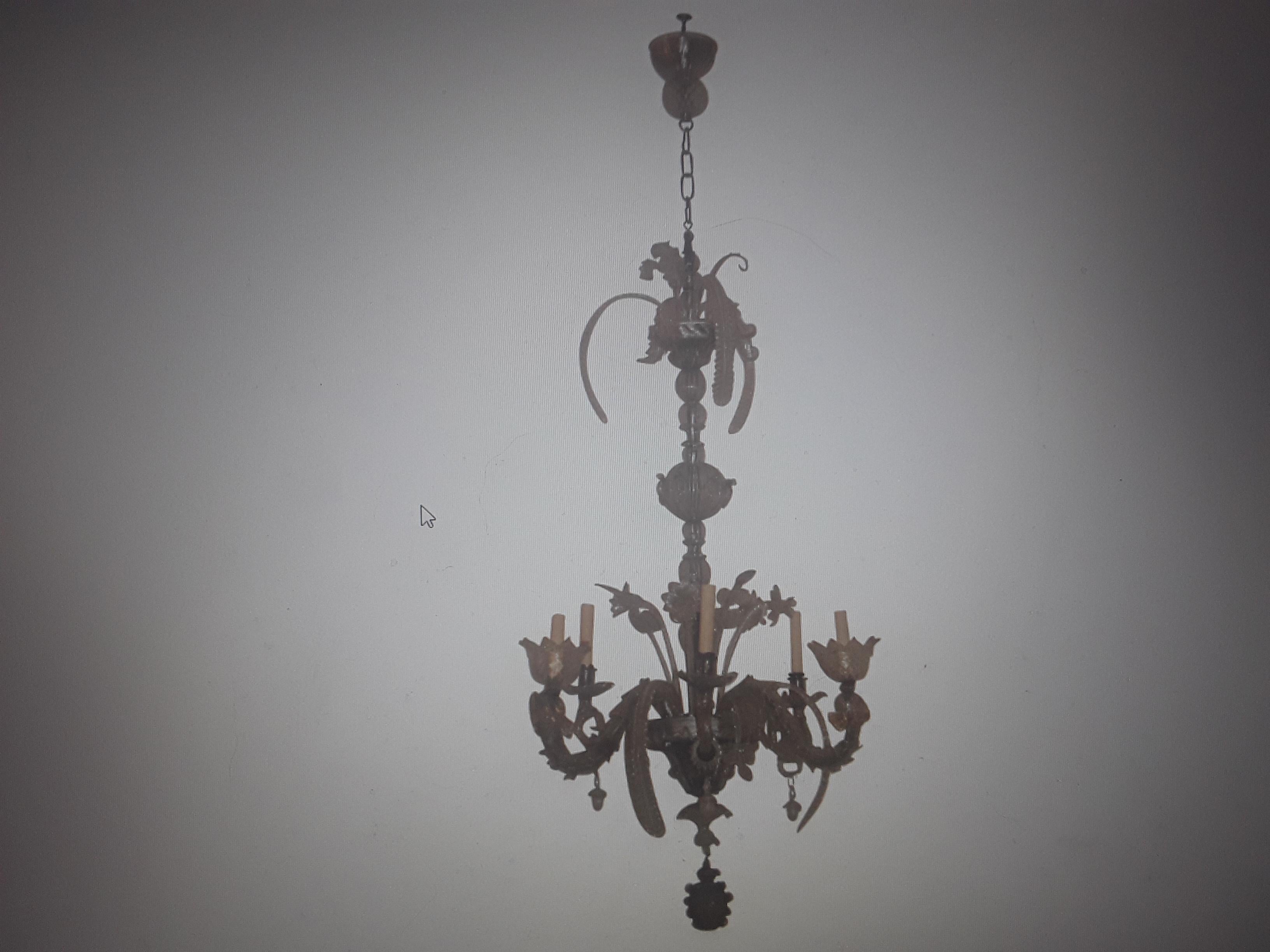 c1920 Italian Art Deco Murano Chandelier Featuring Art Glass Fish/ Dolphins For Sale 27