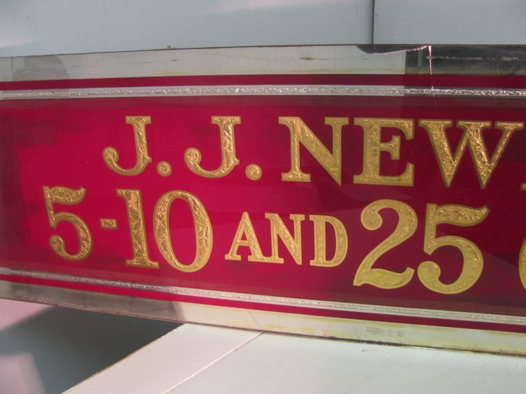 Early Jj Newberry Dept Store 5 10 And 25 Cents Sign Gilt Reverse Glass 192 For Sale At 1stdibs
