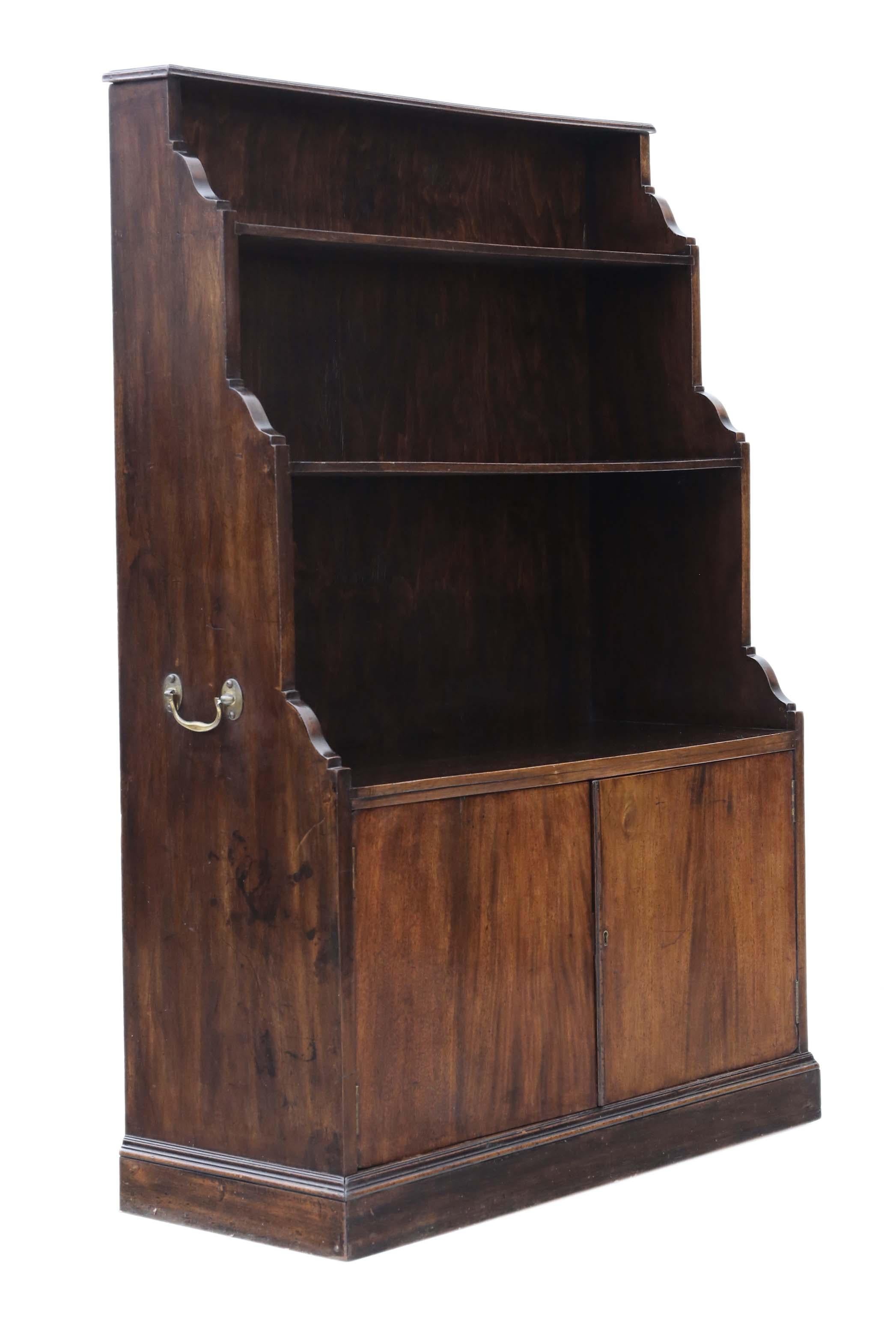 Early 20th Century Mahogany Campaign Waterfall Bookcase, circa 1920