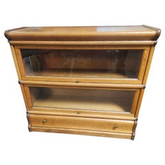 C1920 Oak 4 Section Barrister Stacking Bookcase with a Drawer By Globe Wernicke
