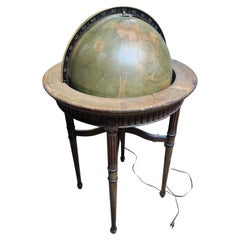 C1920 World Globe on Mahogany Stand w Reeded legs by Replogle