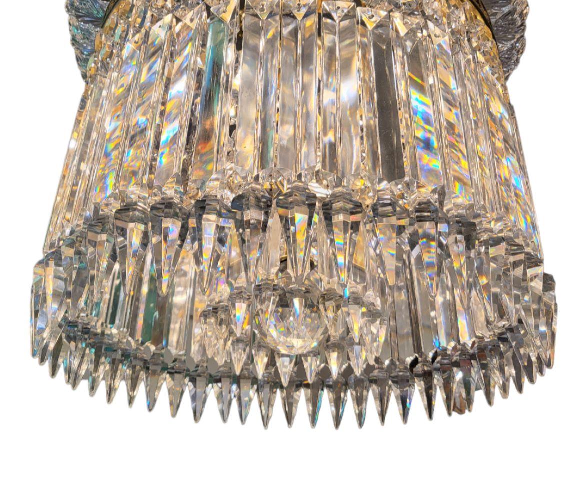 A Rare Baccarat Circular Crinoline Chandelier
Lovely Crystal Led Crystal Prism
Cleaned and Rewired 
France C1920s
RRP £50000
