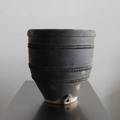 C.1920s Black Catalan Cosi Pot Wabi Sabi