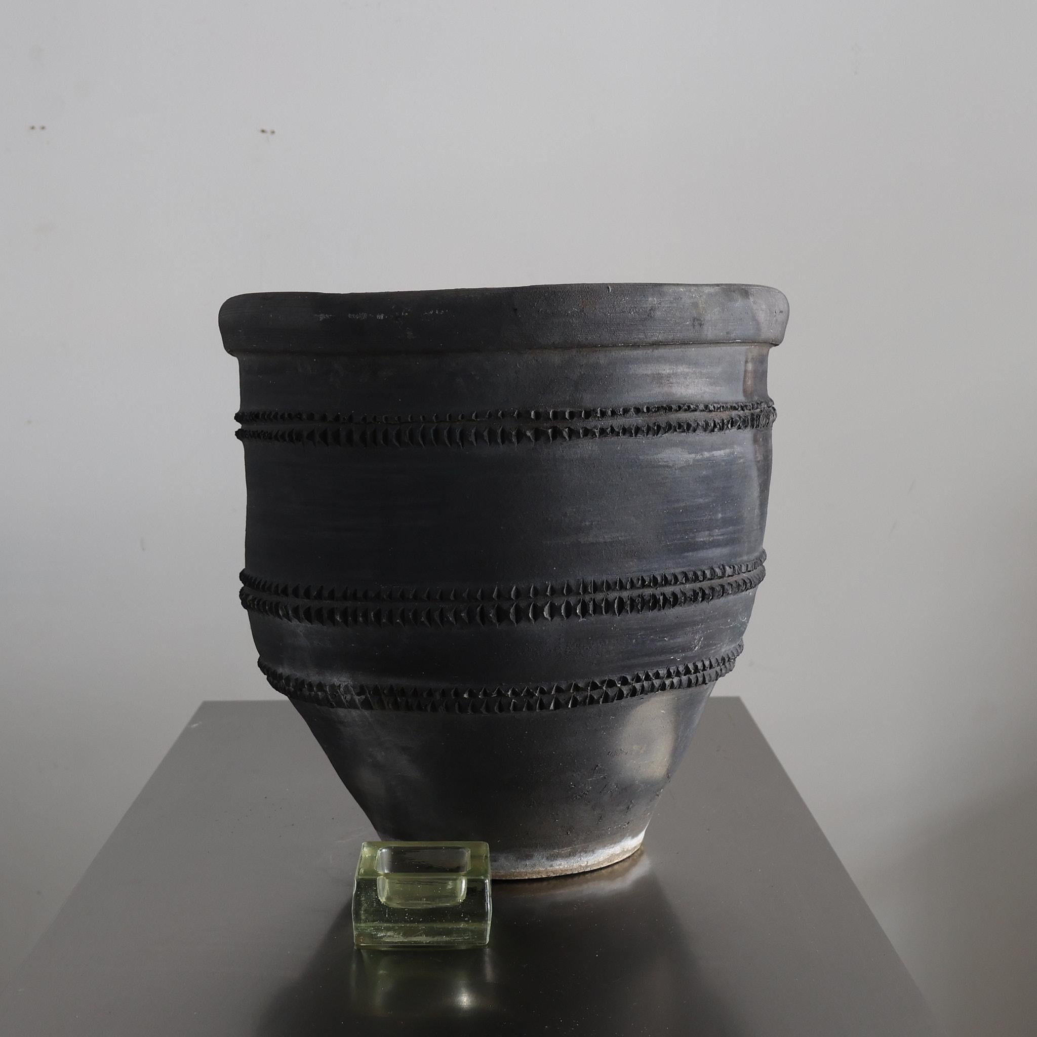 Early 20th Century C.1920s Black Catalan Cosi Pot Wabi Sabi