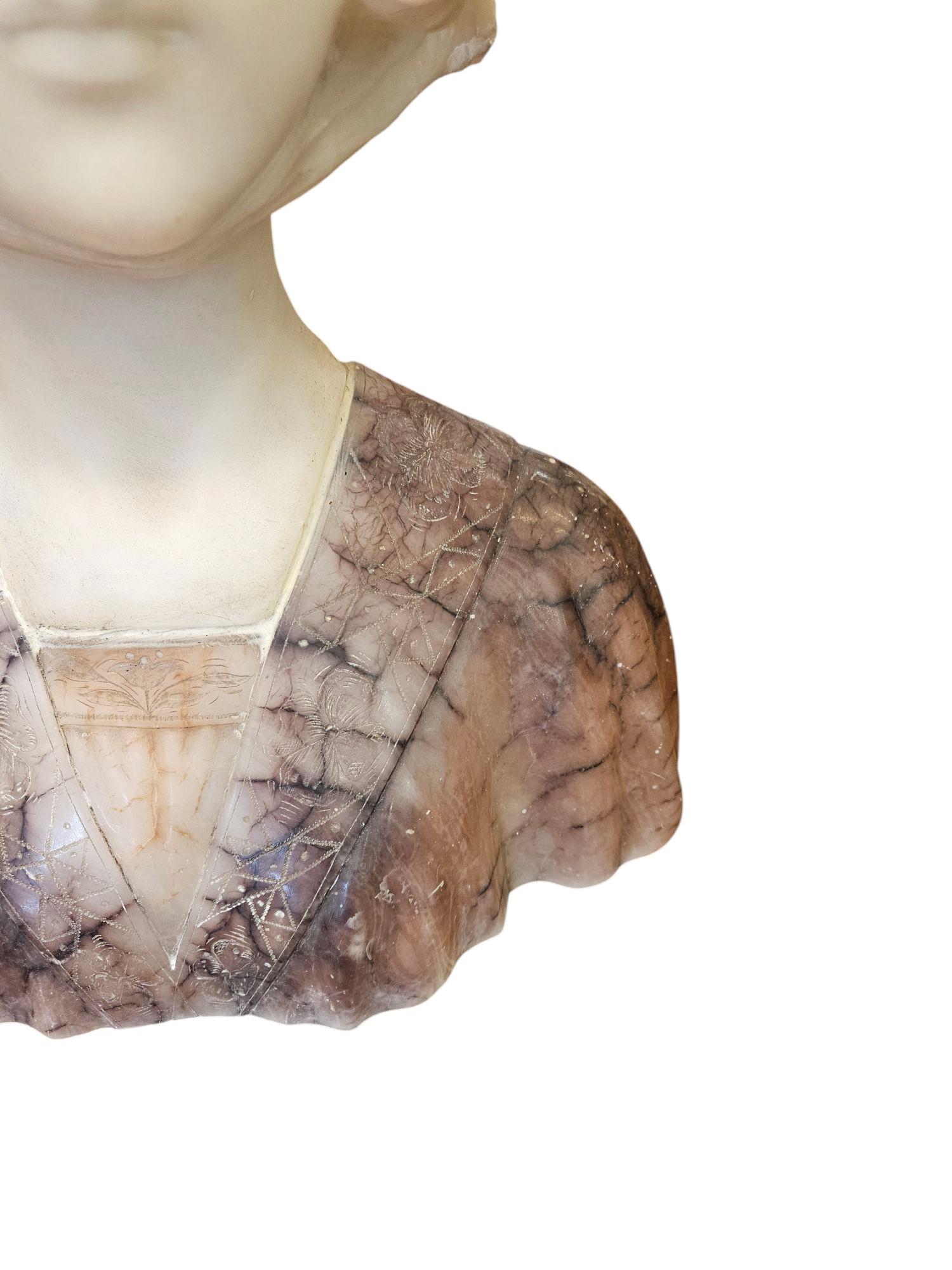 Lovely Hand Carved Alabaster Bust of a Woman
Very Finely Crafted.
Dates Circa 1900
Artist Unknown
