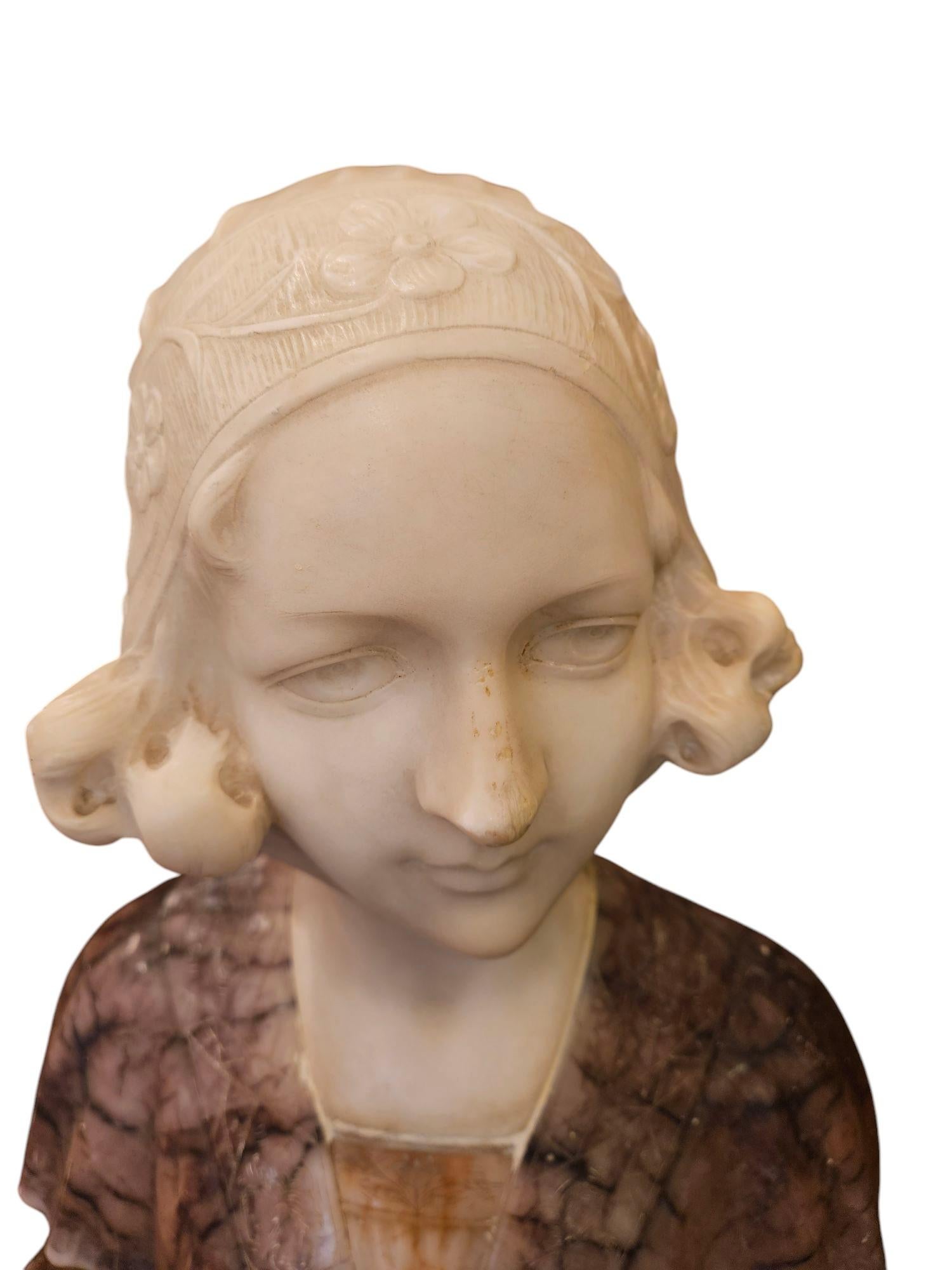 Unknown C1920s Bust of a Woman, Alabaster Carving For Sale