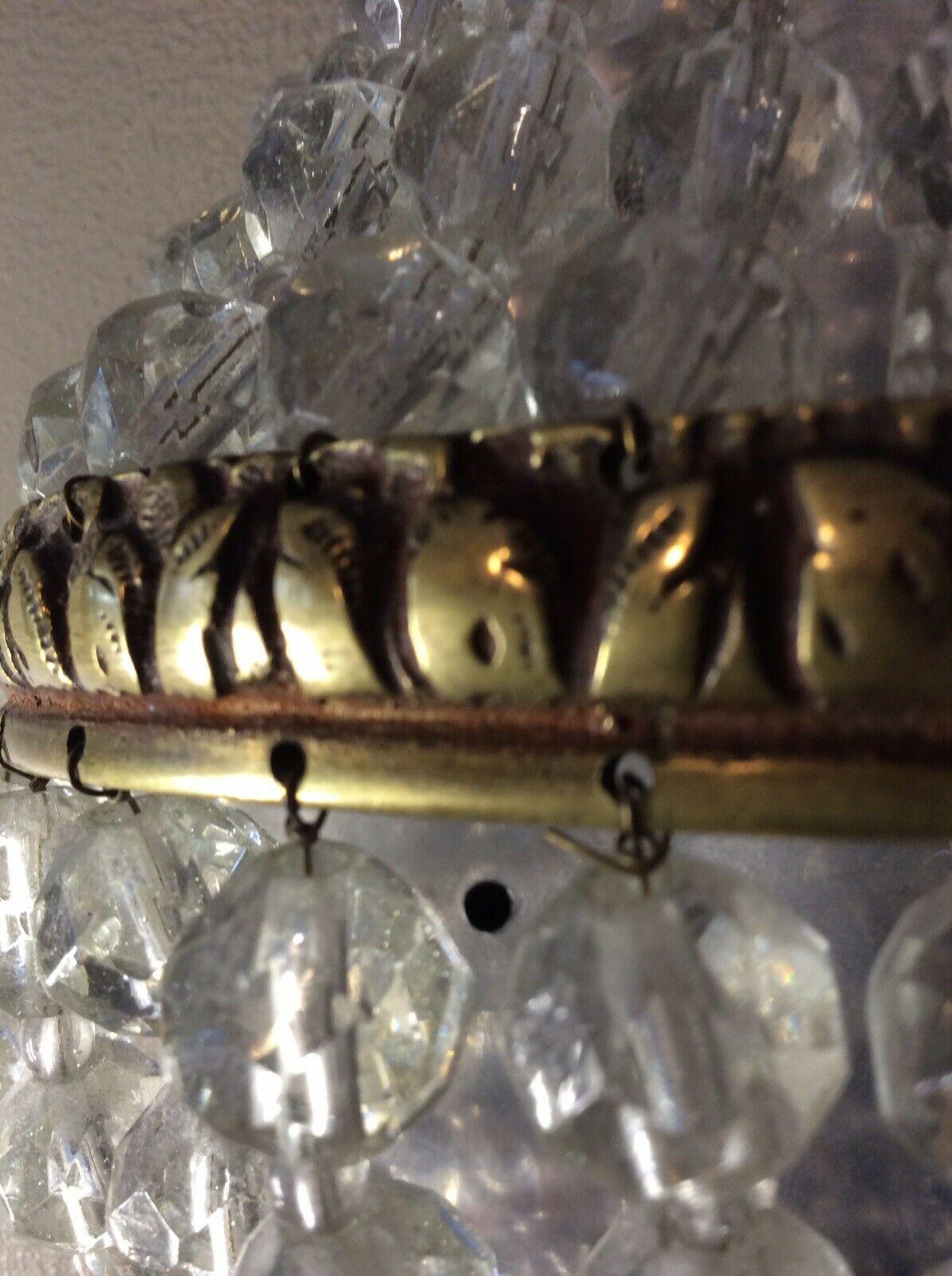 Early 20th Century c1920's Empire style/ Regency Cascading Cut Crystal & Bronze Bag & Tent Sconces