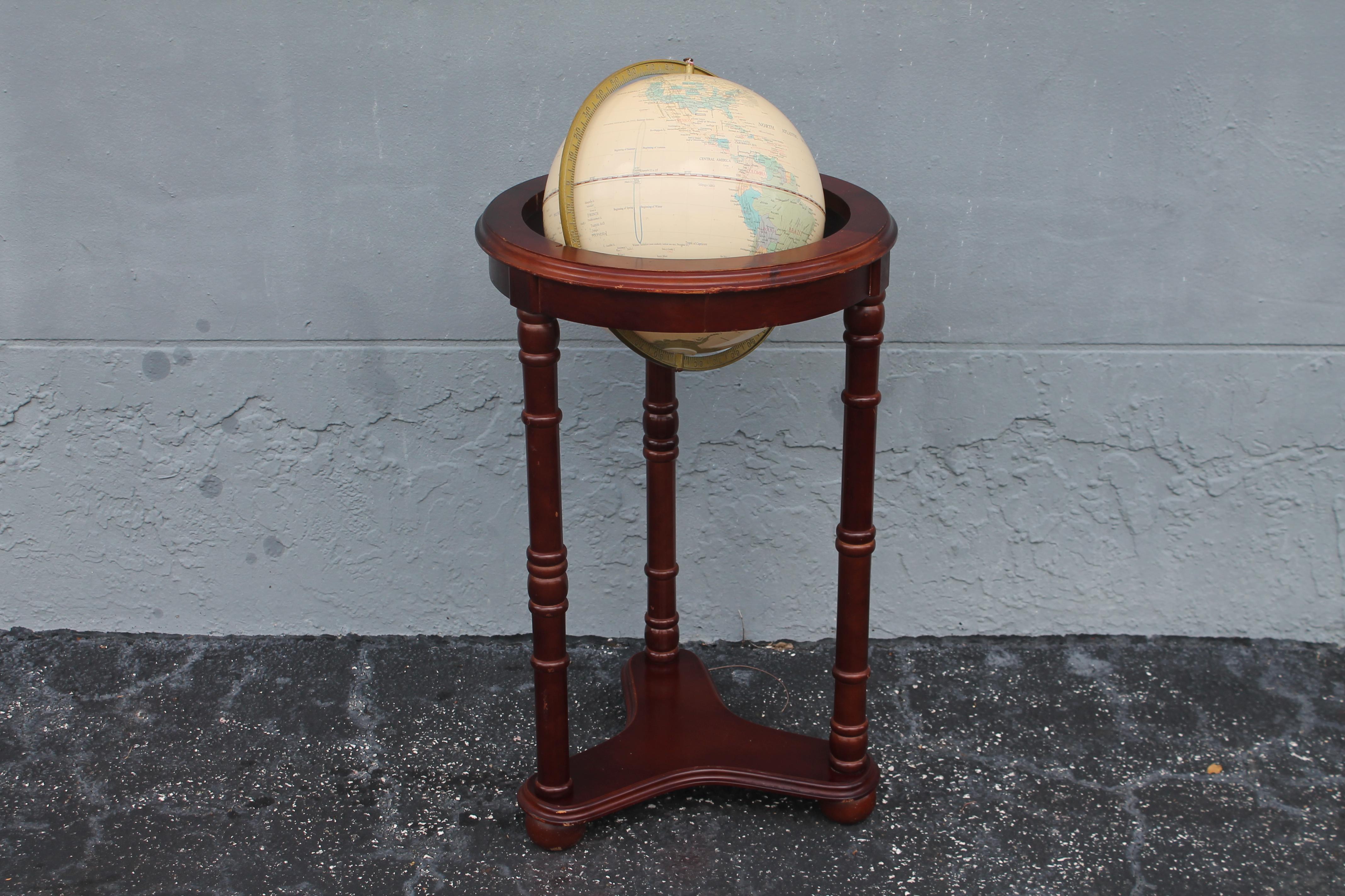 c1920's French Art Deco World Globe on Pedestal In Good Condition For Sale In Opa Locka, FL
